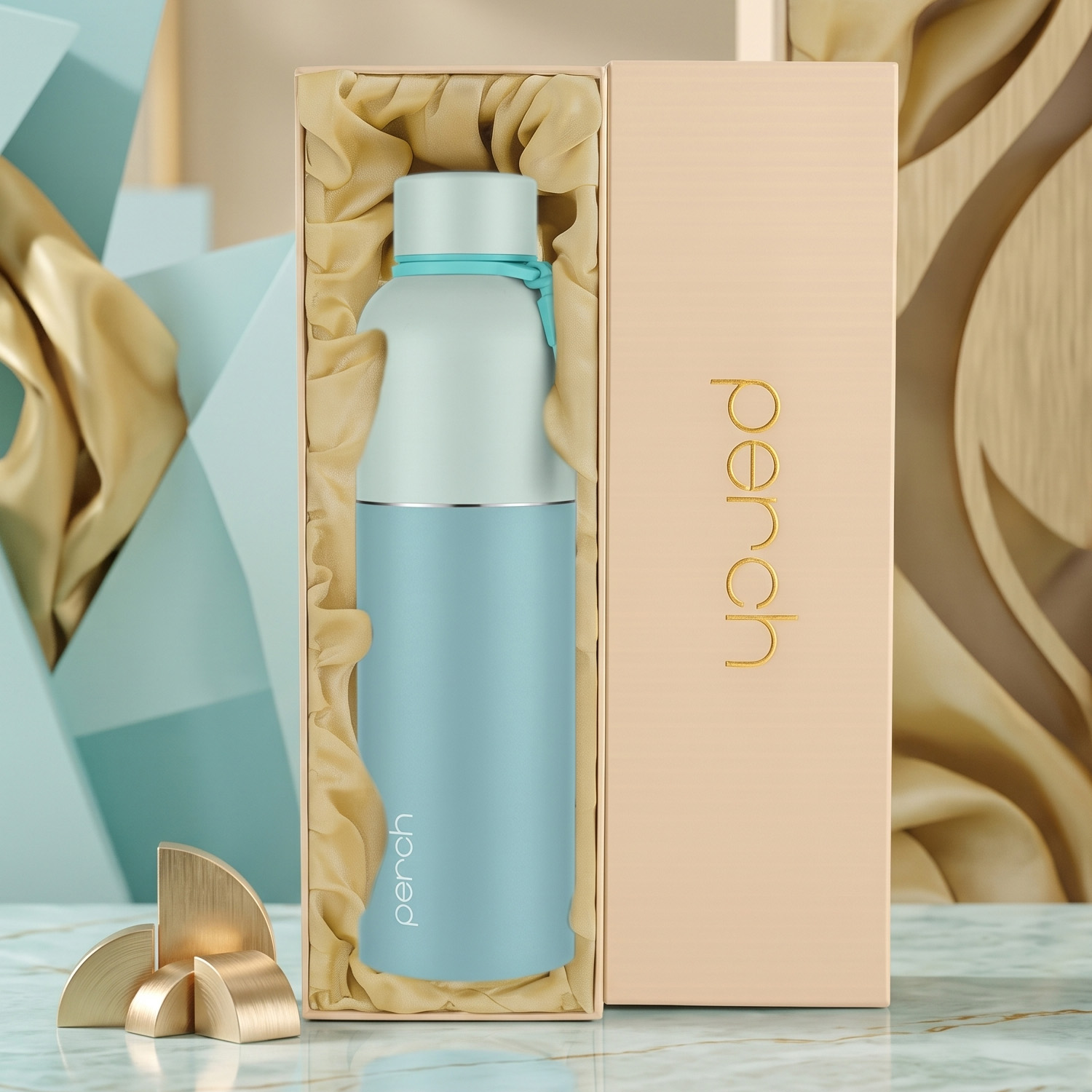 Zenith Insulated 1Ltr Water Bottle with Gift Box, Cyan