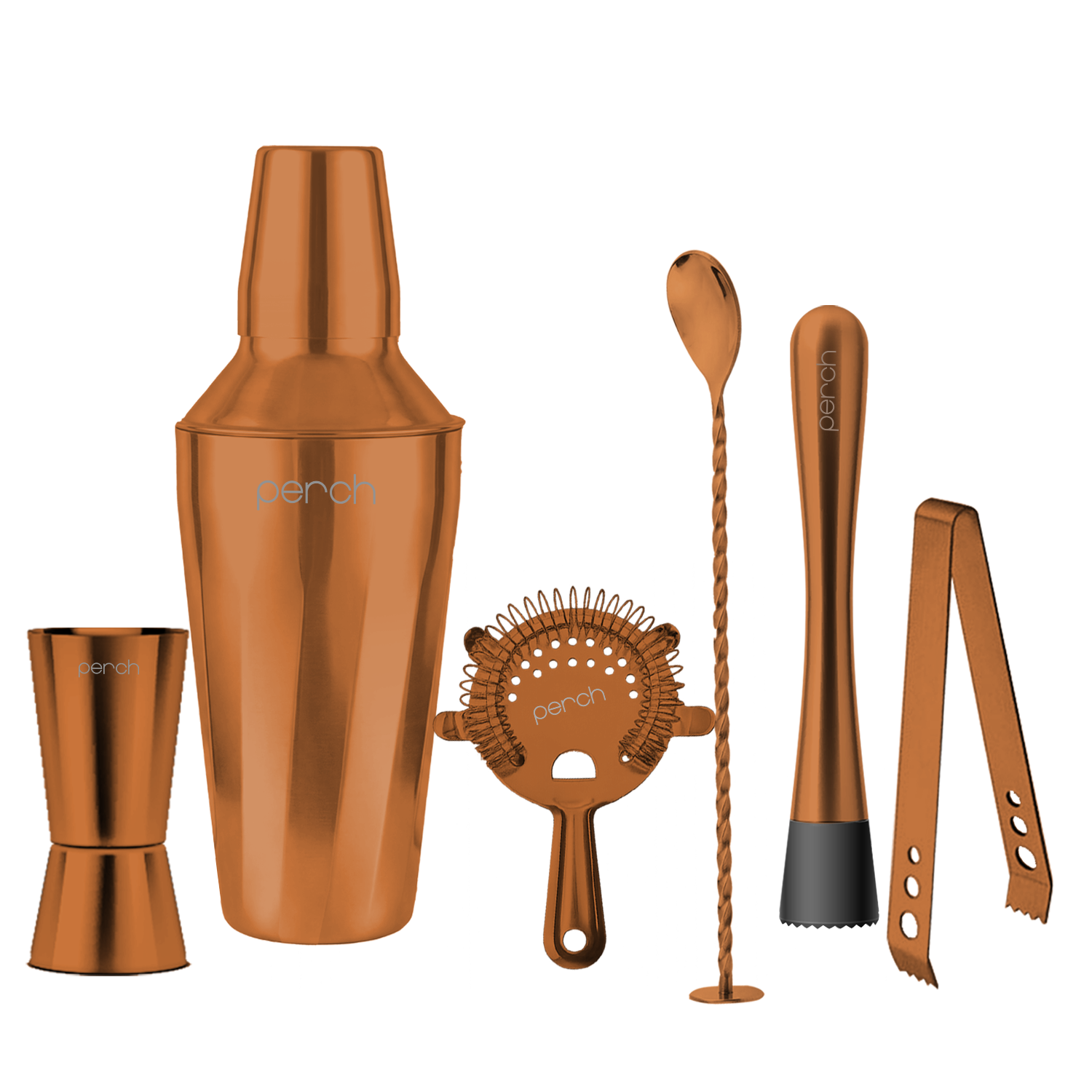 Elite 6-Piece Stainless Steel Bartender Kit | Twist Cocktail Shaker Set with Bar Tools - Rose Gold