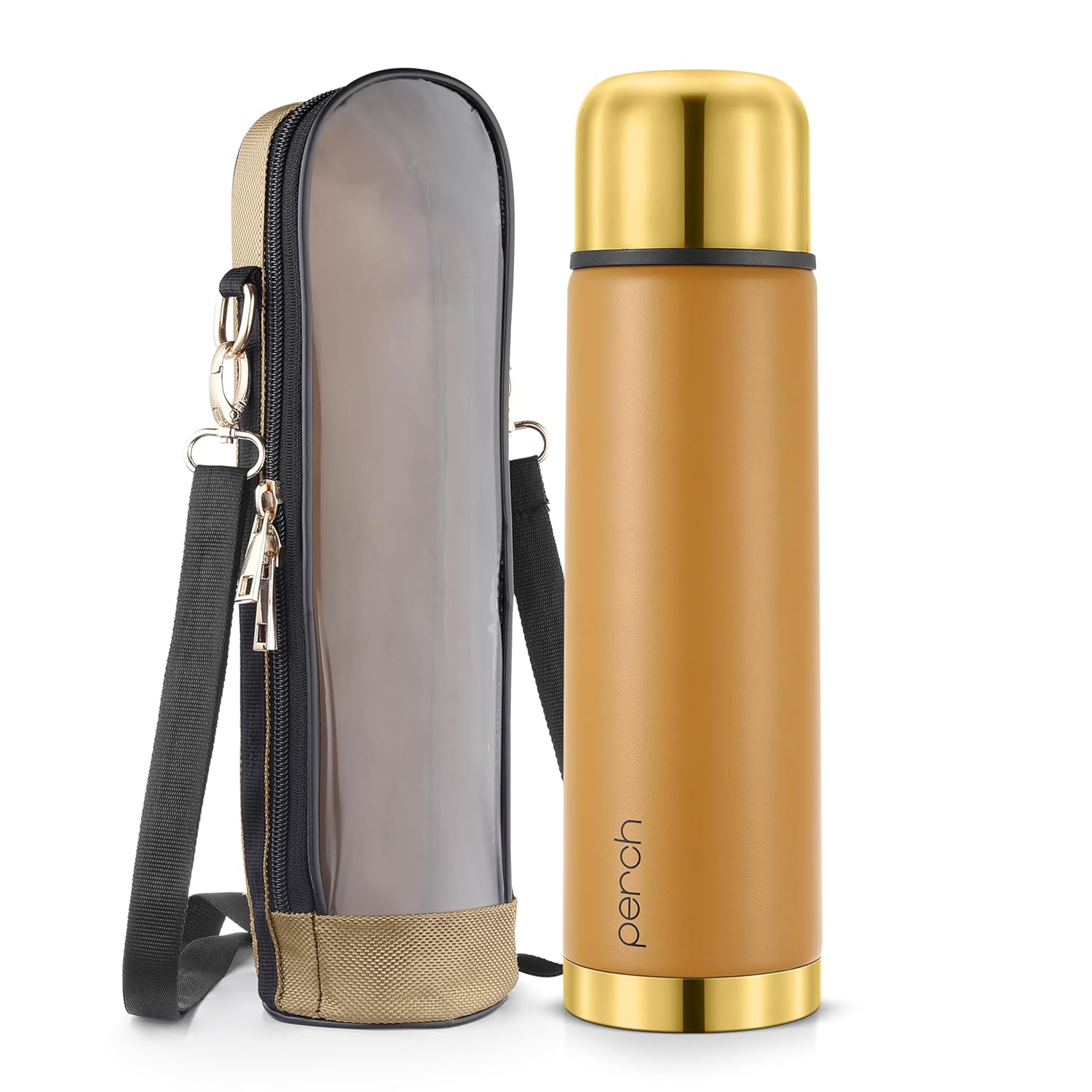 California Insulated 1Ltr Water Bottle With Bag, Golden Amber