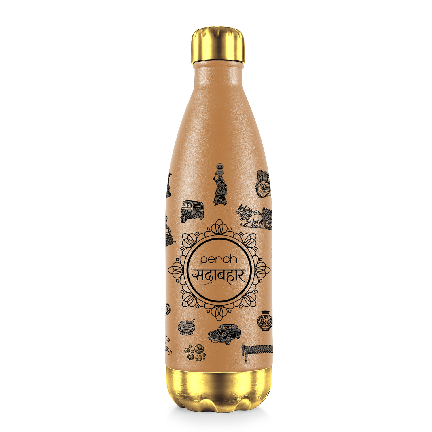 Retro 3D UV Printed 980ml Vacuum Insulated Stainless Steel Water Bottle, Sadabahar