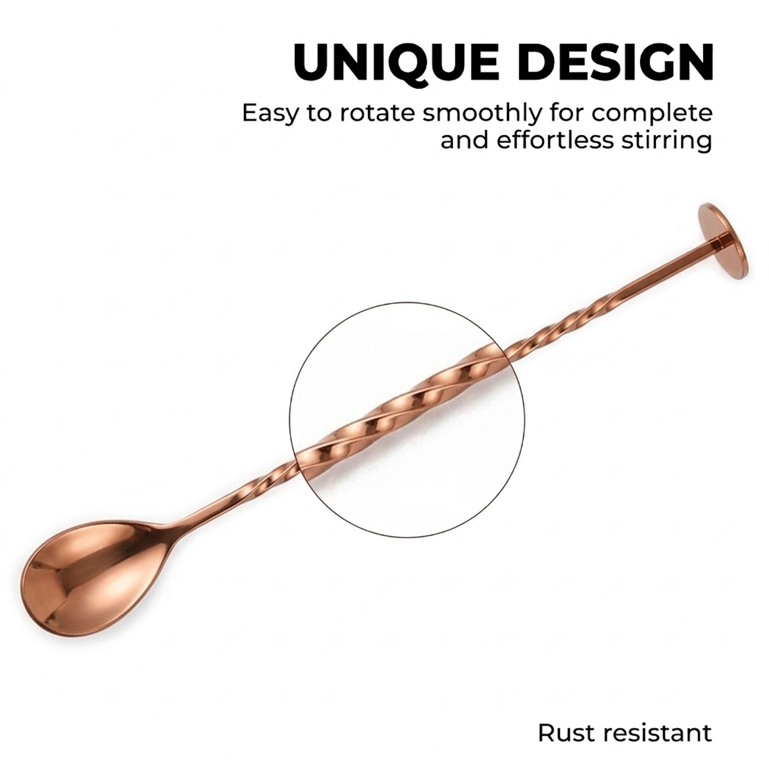 Bar Spoon for Cocktails & Mocktails – Long Handle Stirring Spoon – Rose Gold