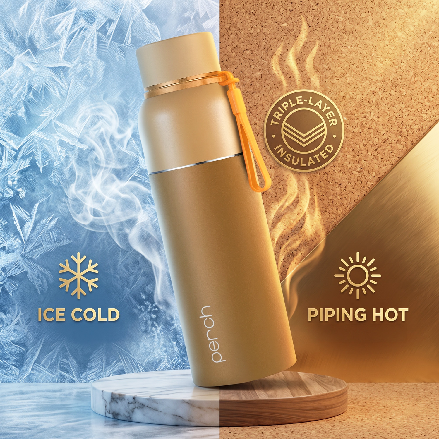 Zenith Insulated 720ml Water Bottle, Amber Brown