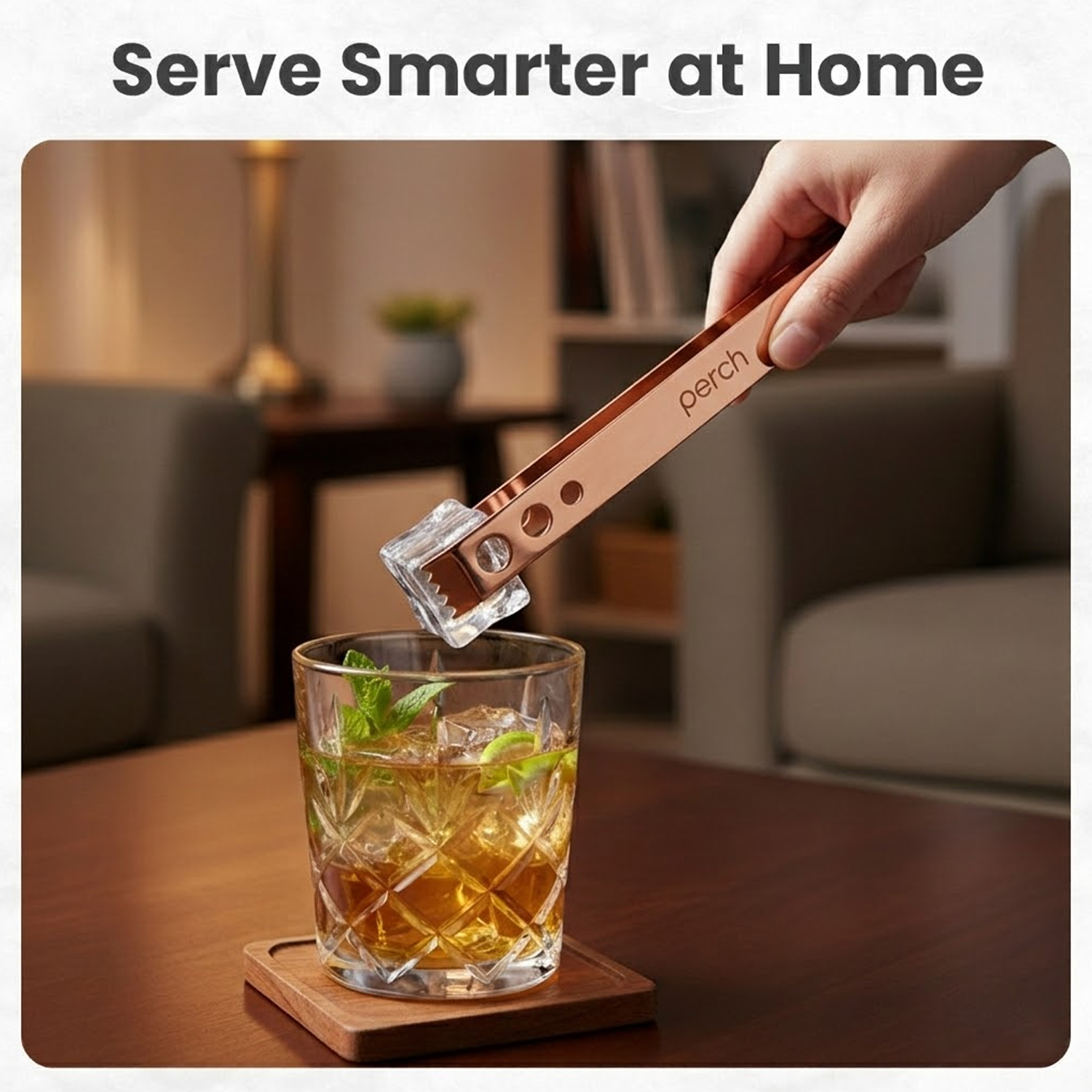 Ice Tong for Ice Cubes, Cocktails & Bar Use – Stainless Steel Ice Serving Tongs – Rose Gold