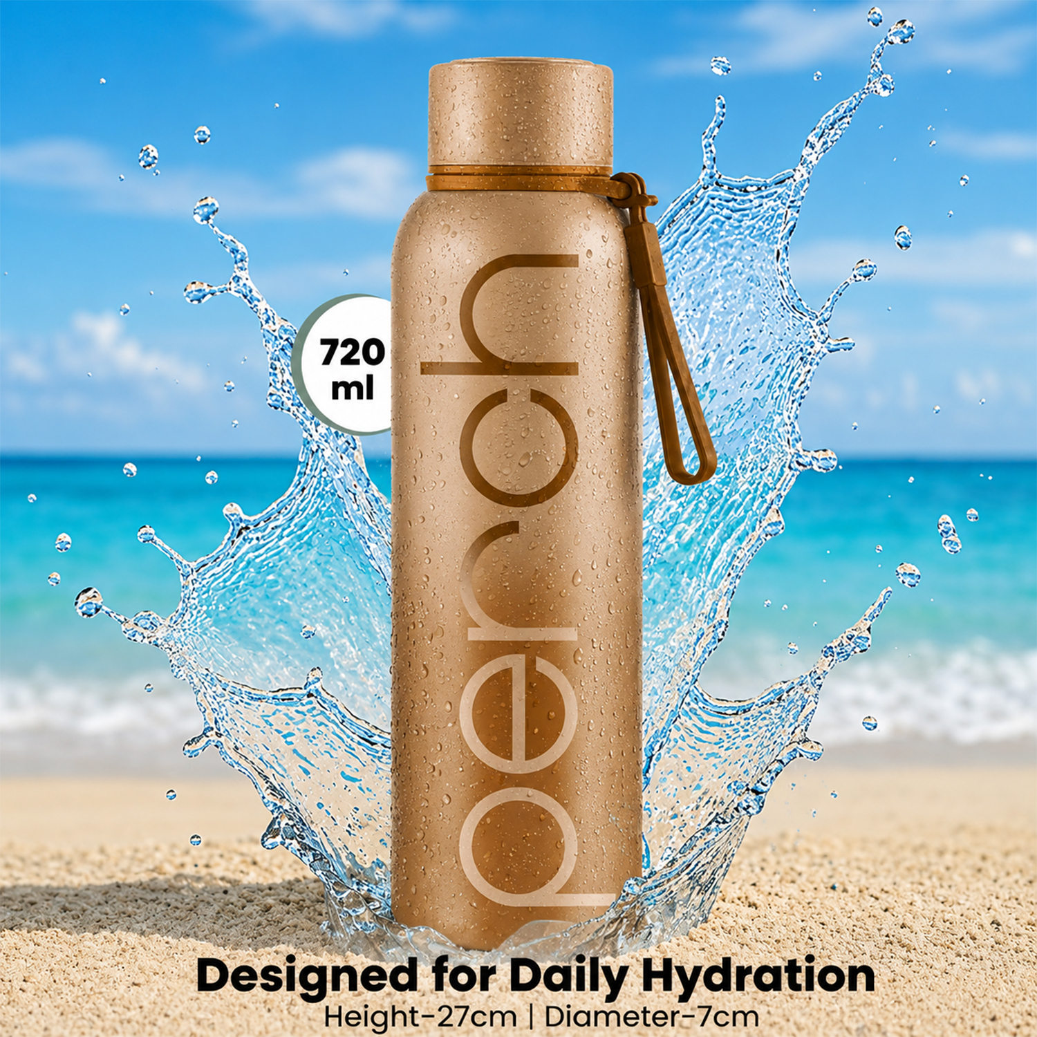Zion Insulated 720ml Water Bottle, Beach Brown