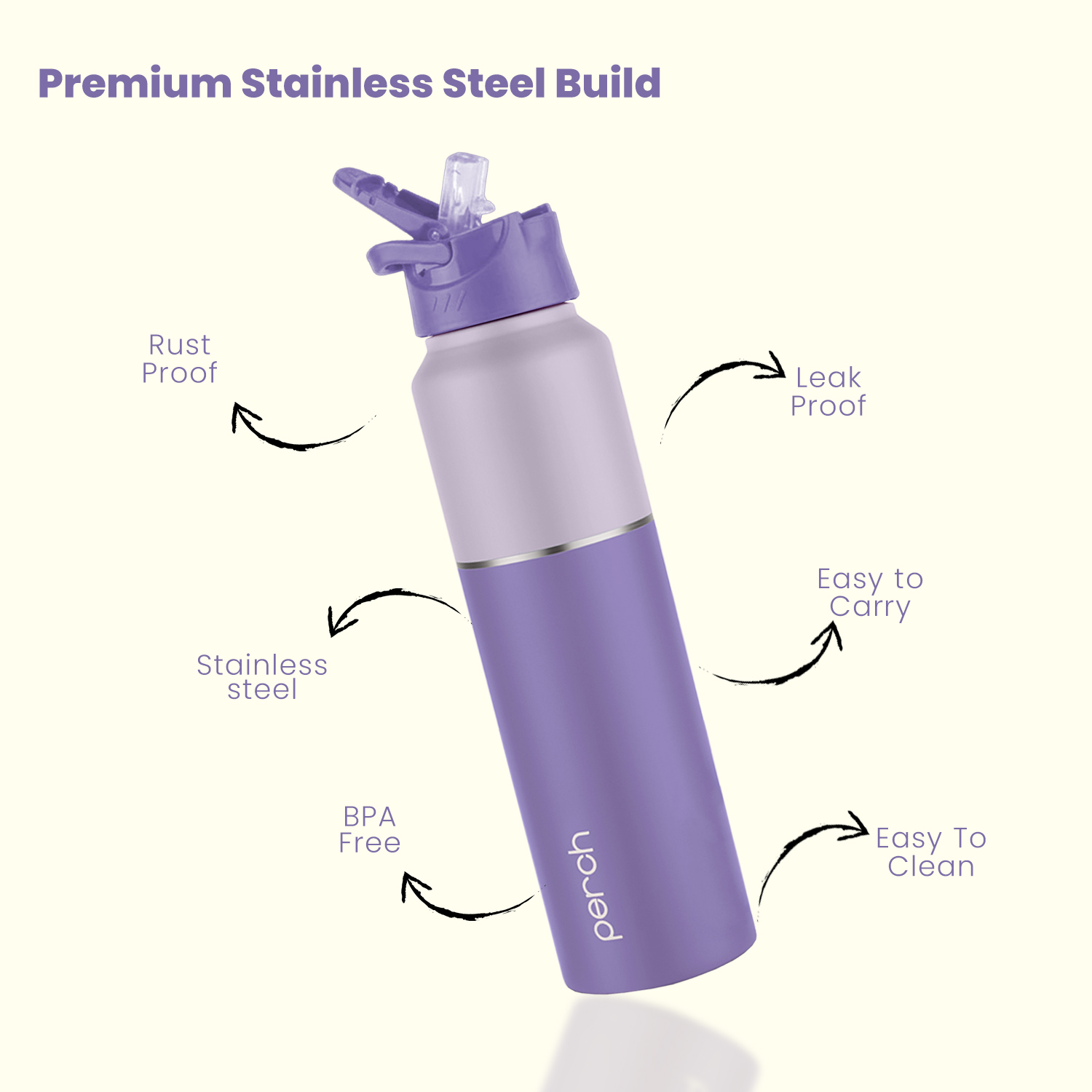 Magic 1Ltr Stainless Steel Water Bottle, Purple