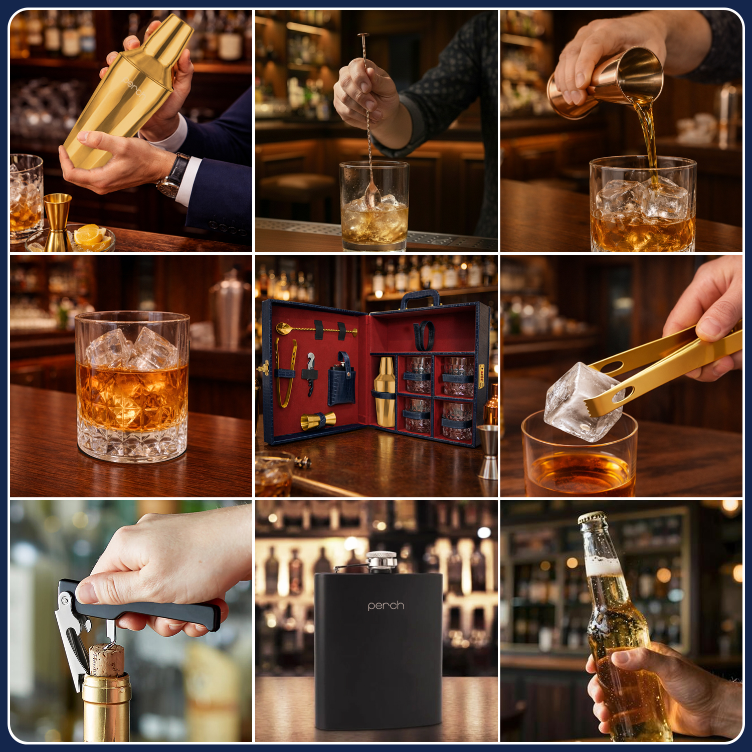 11-Piece Crocodile Print Leatherette Suitcase Bar Set with Twist Cocktail Shaker & 4 Whisky Glasses – Golden