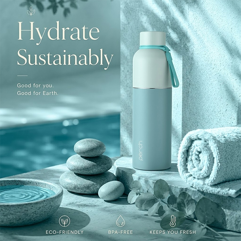 Zenith Insulated 1Ltr Water Bottle, Cyan