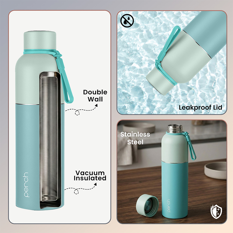 Zenith Insulated 1Ltr Water Bottle, Cyan