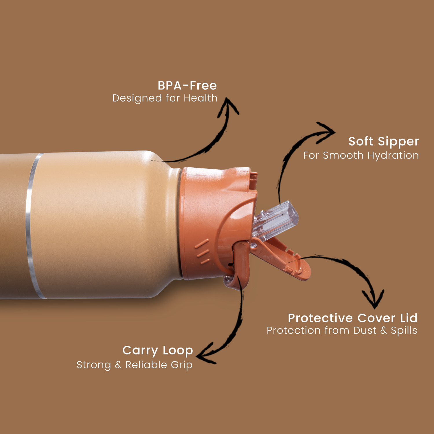 Magic 1Ltr Stainless Steel Water Bottle, Amber Brown