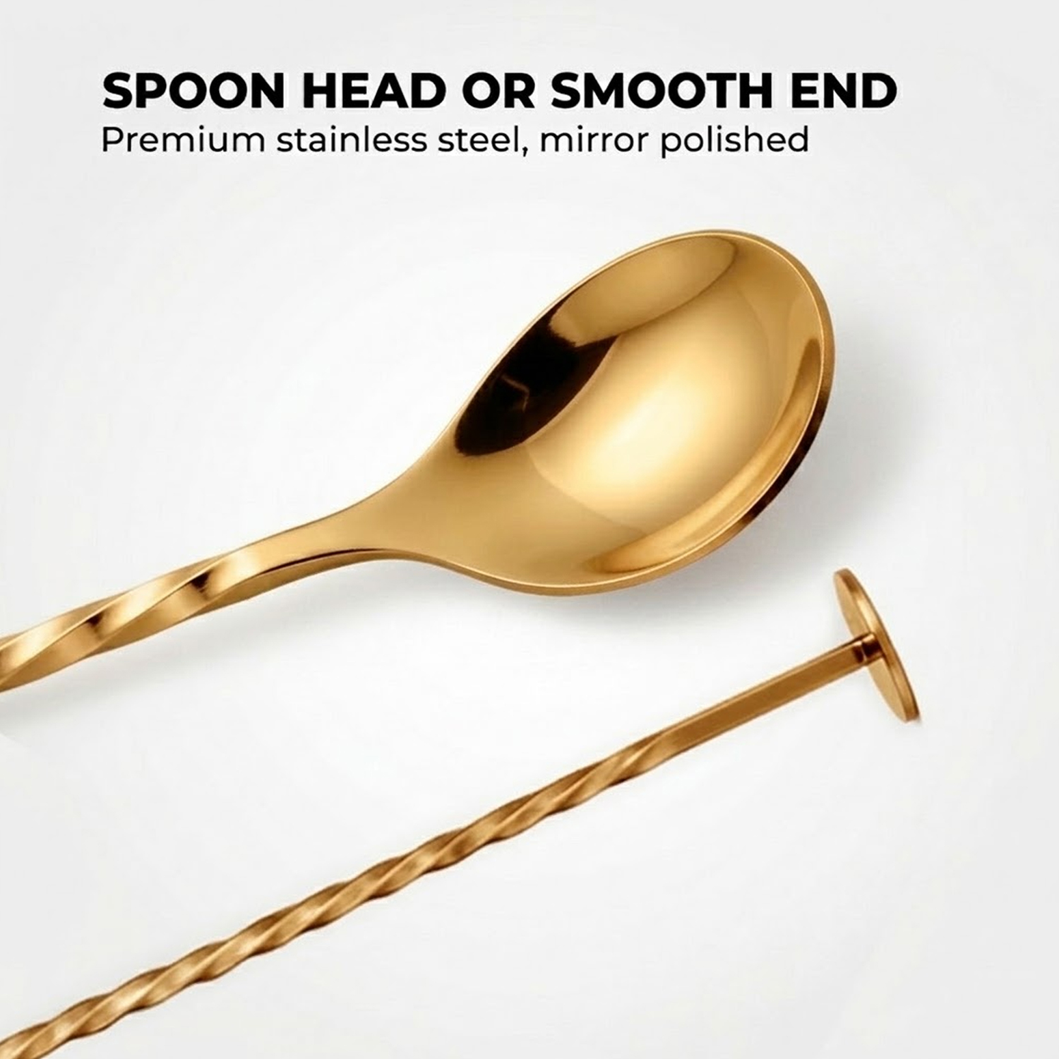 Bar Spoon for Cocktails & Mocktails – Long Handle Stirring Spoon – Gold
