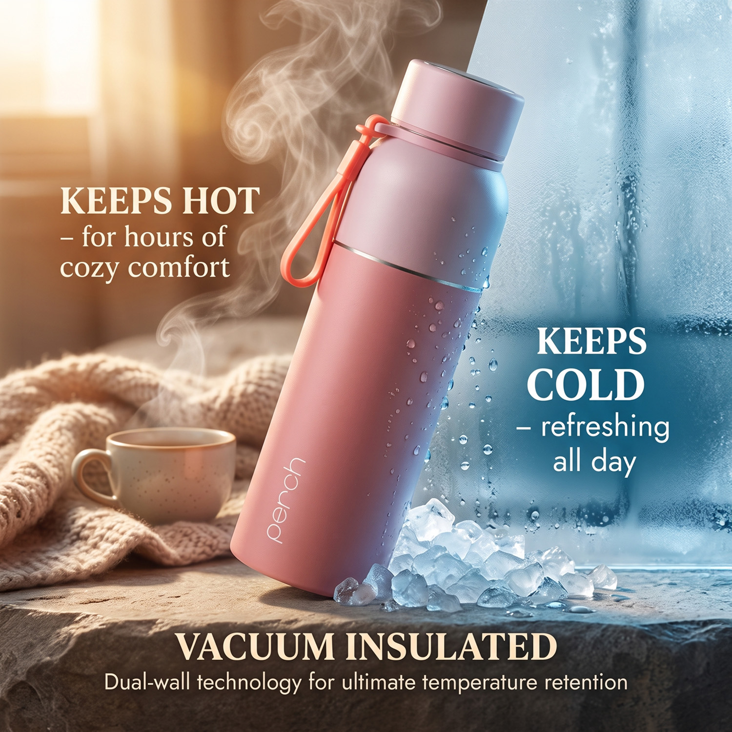 Zenith Insulated 720ml Water Bottle, Baby Pink