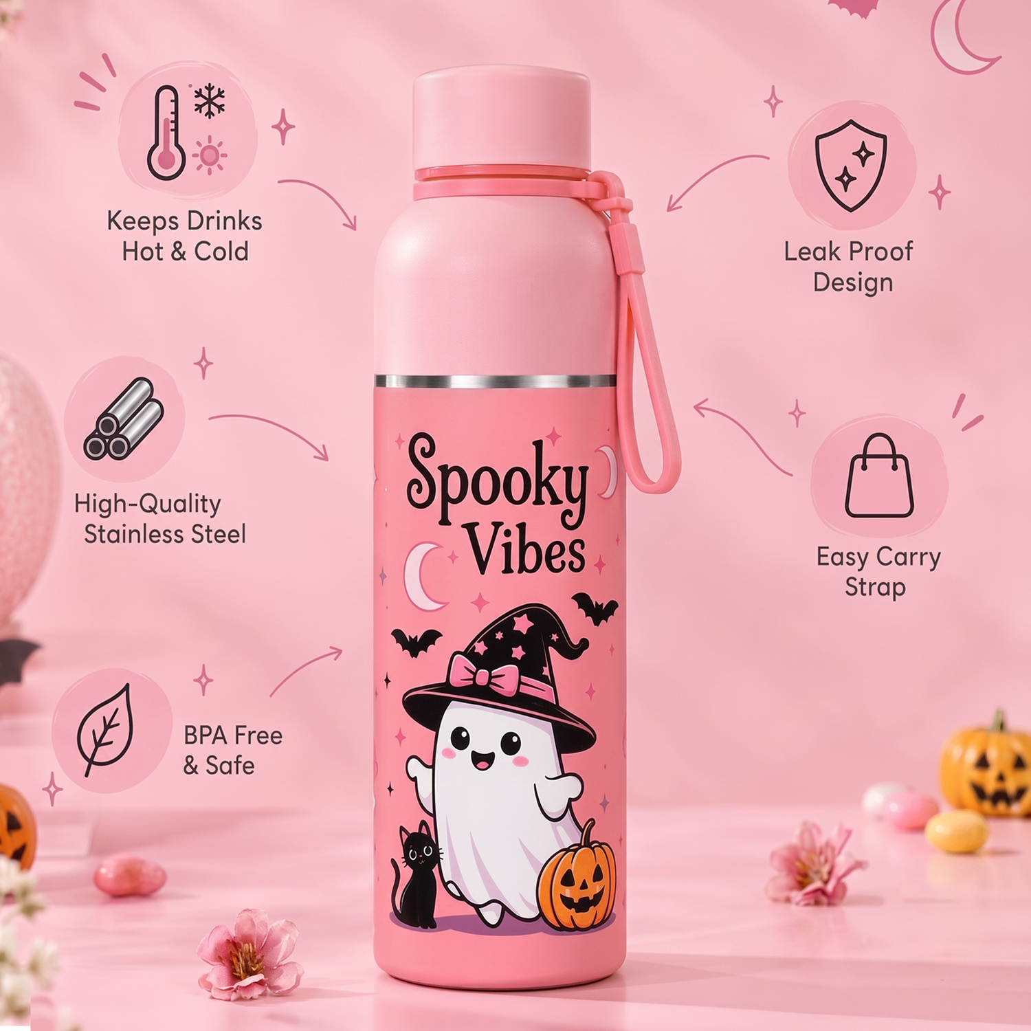 Zenith 1L Insulated Water Bottle – Spooky Vibes Edition