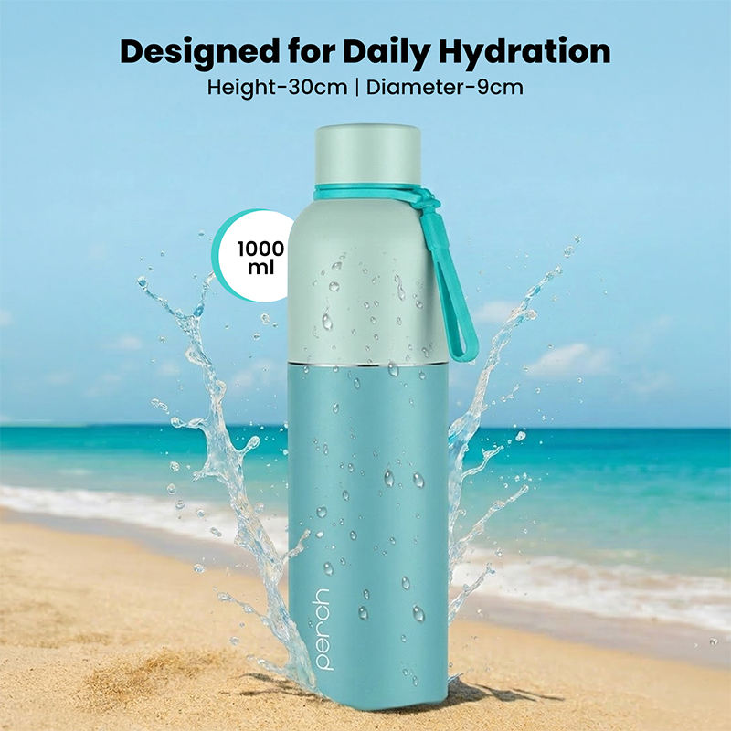 Zenith Insulated 1Ltr Water Bottle, Cyan