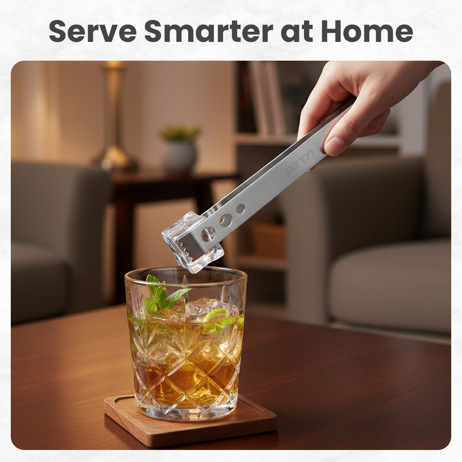 Ice Tong for Ice Cubes, Cocktail & Bar Use – Stainless Steel Ice Serving Tongs – Silver