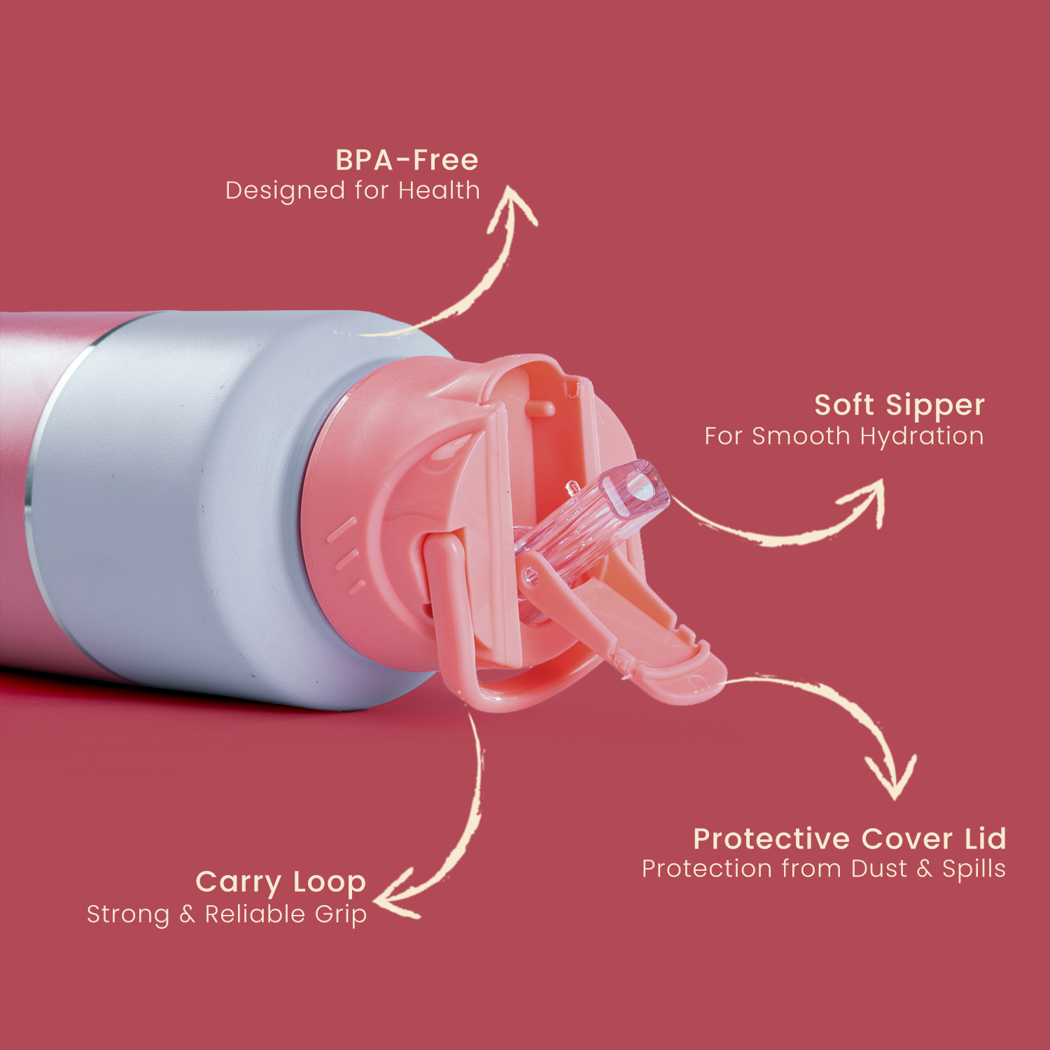 Magic 1Ltr Stainless Steel Water Bottle, Pink