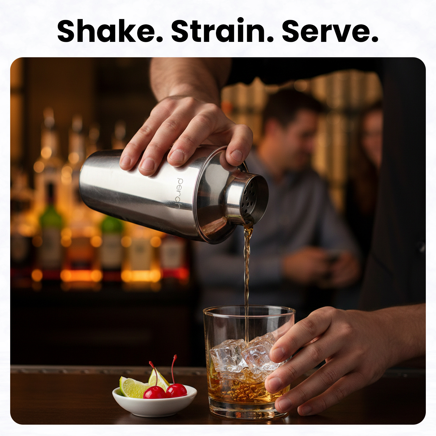 Cocktail Shaker for Cocktails & Mocktails – Stainless Steel Bar Shaker for Mixing Drinks – Silver