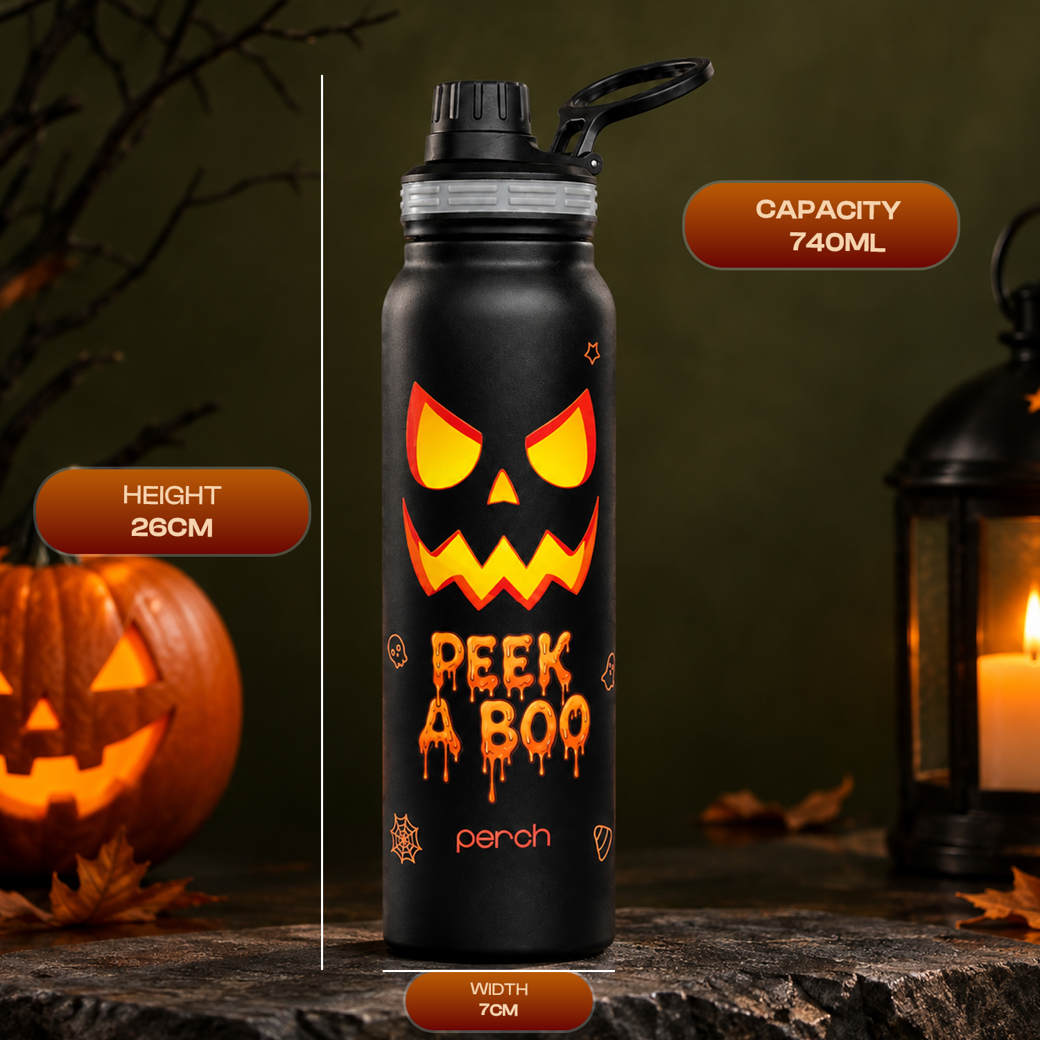 Halloween 740ml Insulated Water Bottle Peek A Boo