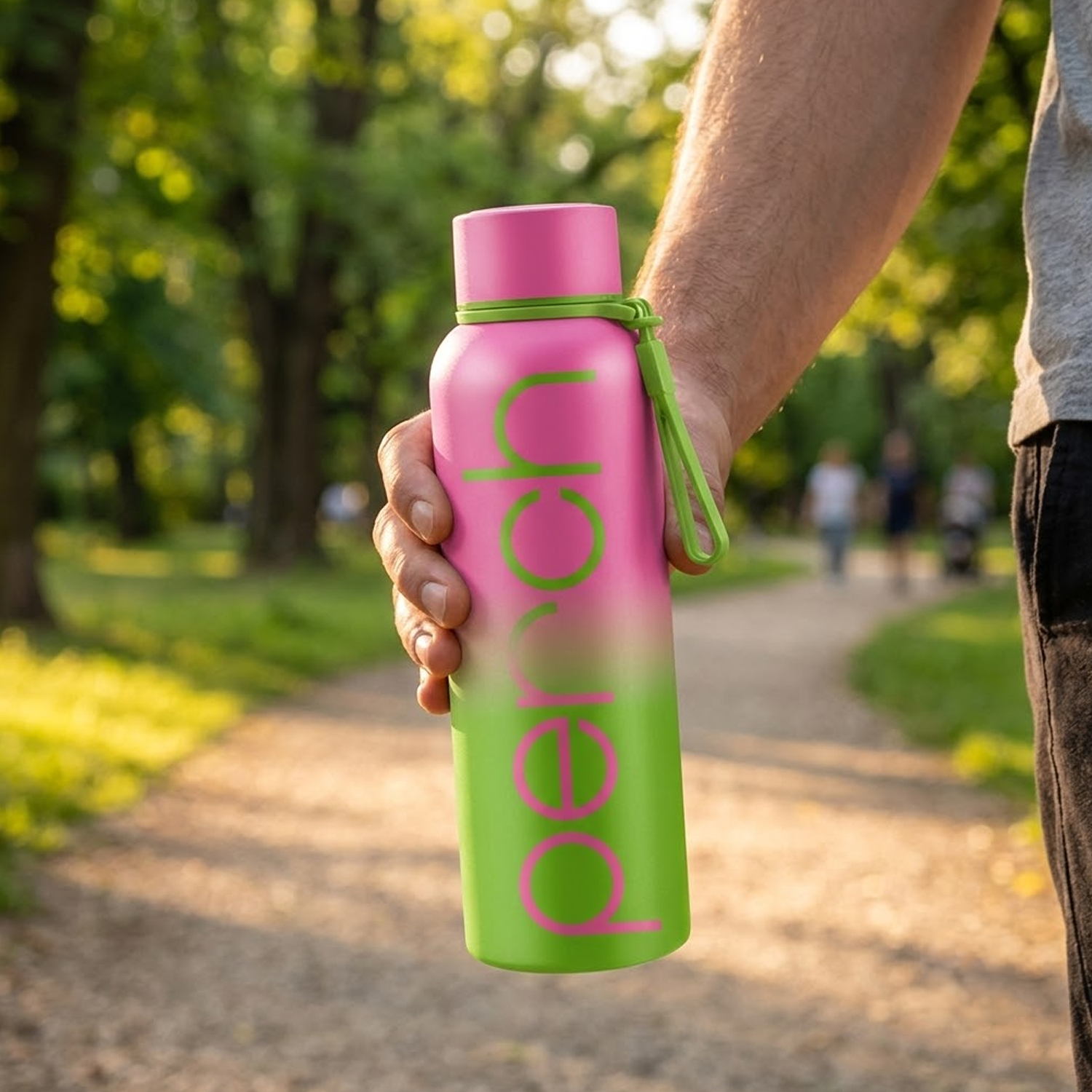 Zion Insulated 720ml Water Bottle, Neon Green & Pink