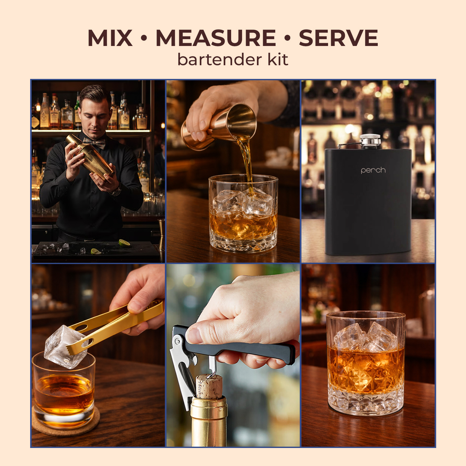 9-Piece Brown Leatherette Suitcase Bar Set with Cocktail Shaker & 3 Whisky Glasses – Golden