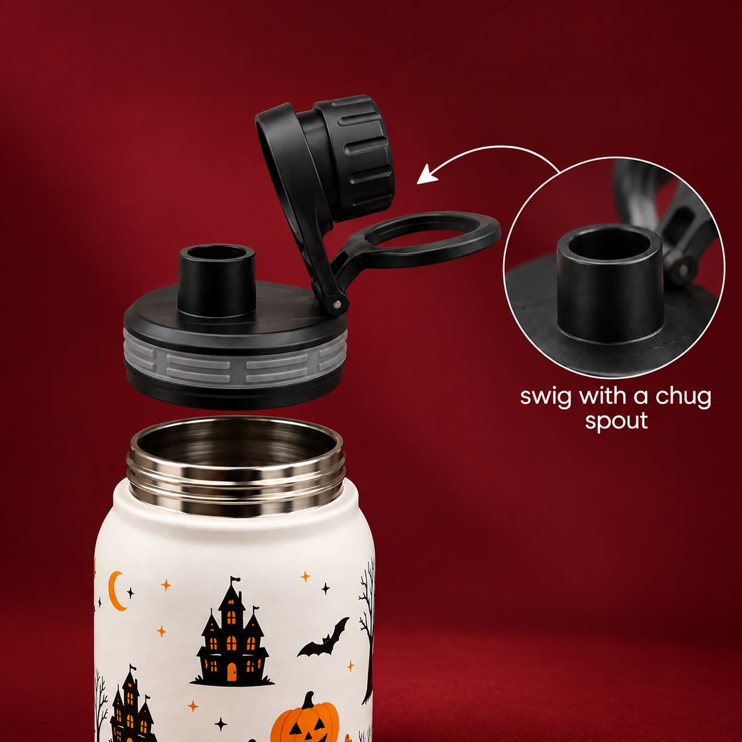 Halloween 740ml Insulated Water Bottle Spooky Print