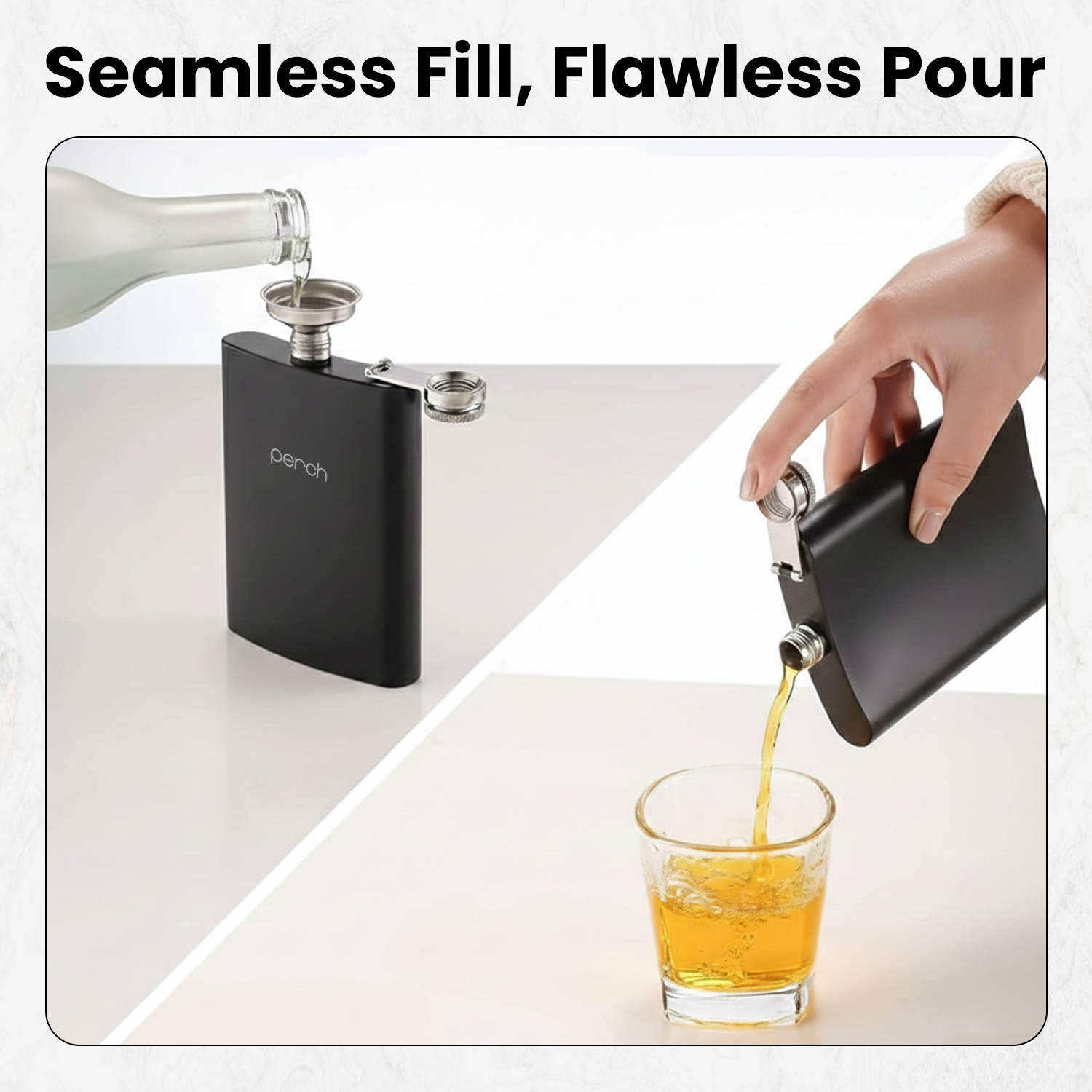 Hip Flask for Whiskey, Liquor & Beverages – Pocket Size Portable Flask for Travel & Gifting- Black