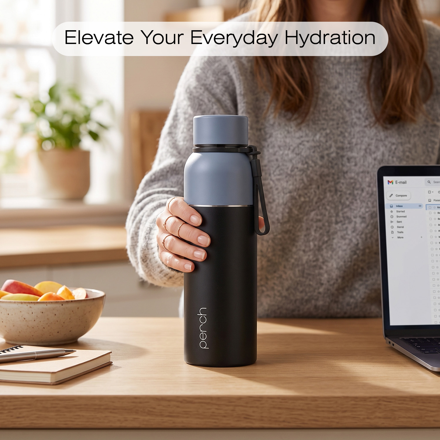Zenith Insulated 720ml Water Bottle, Knight Black