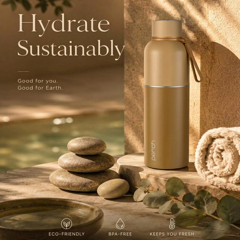 Zenith Insulated 1Ltr Water Bottle, Amber Brown