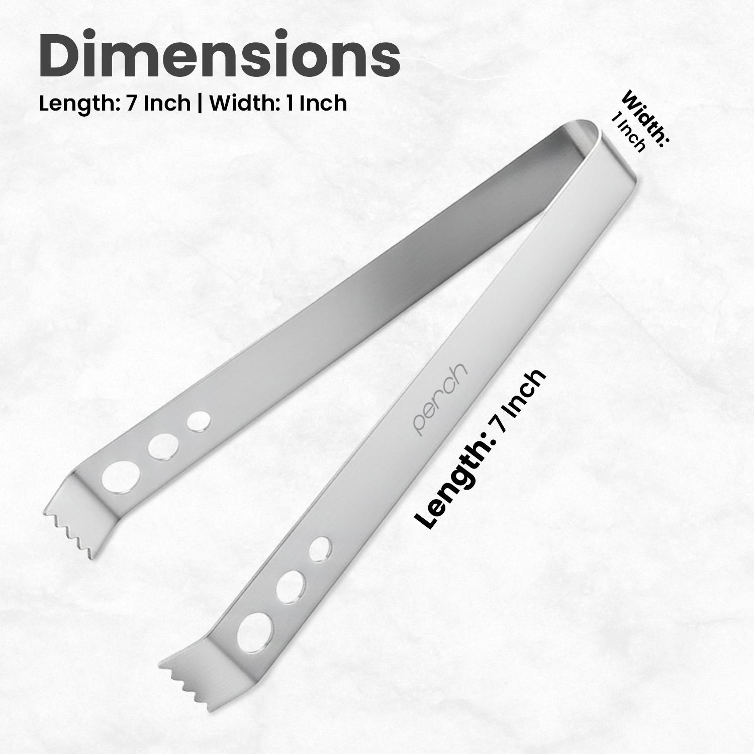 Ice Tong for Ice Cubes, Cocktail & Bar Use – Stainless Steel Ice Serving Tongs – Silver