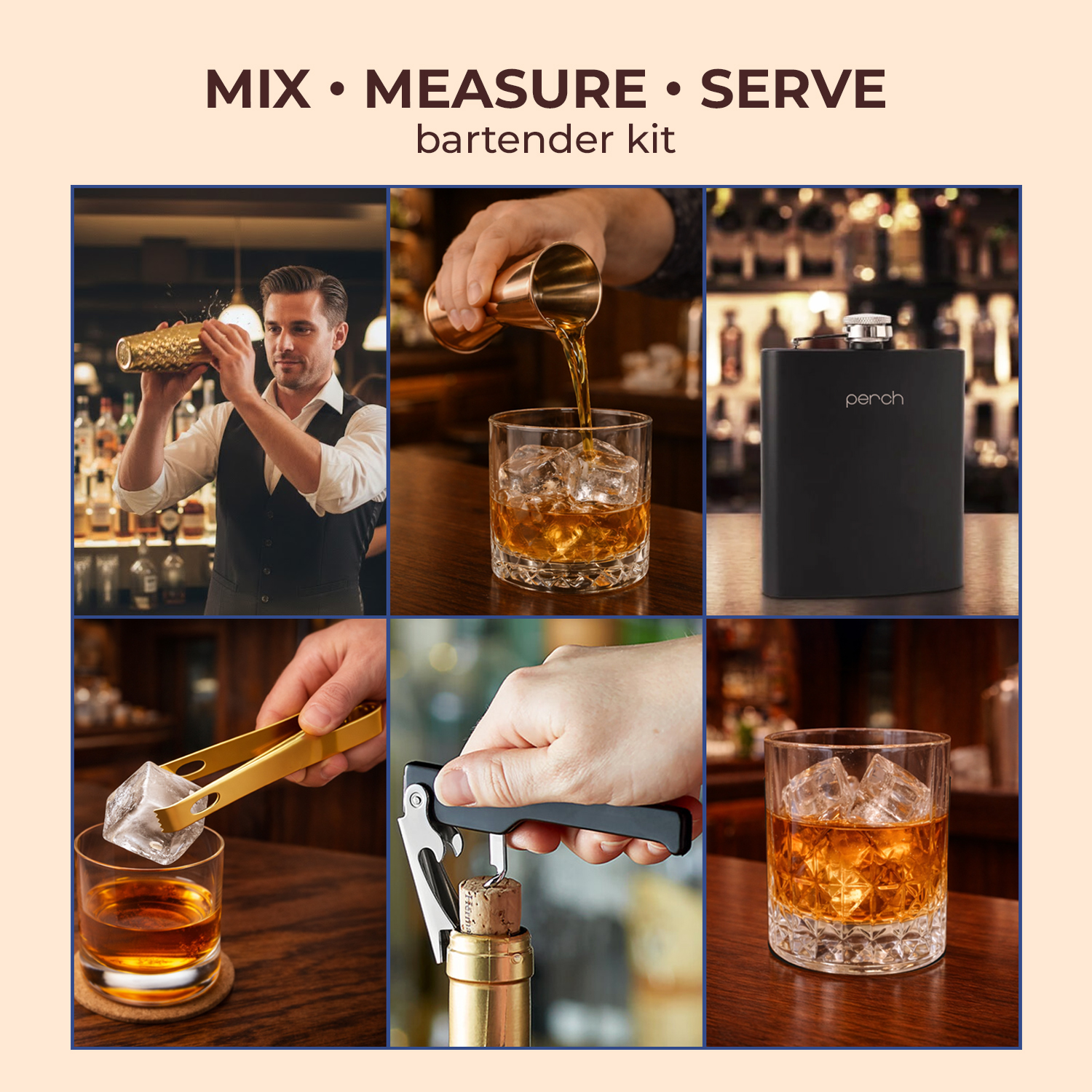 9-Piece Brown Leatherette Suitcase Bar Set with Cocktail Shaker & 3 Whisky Glasses – Golden