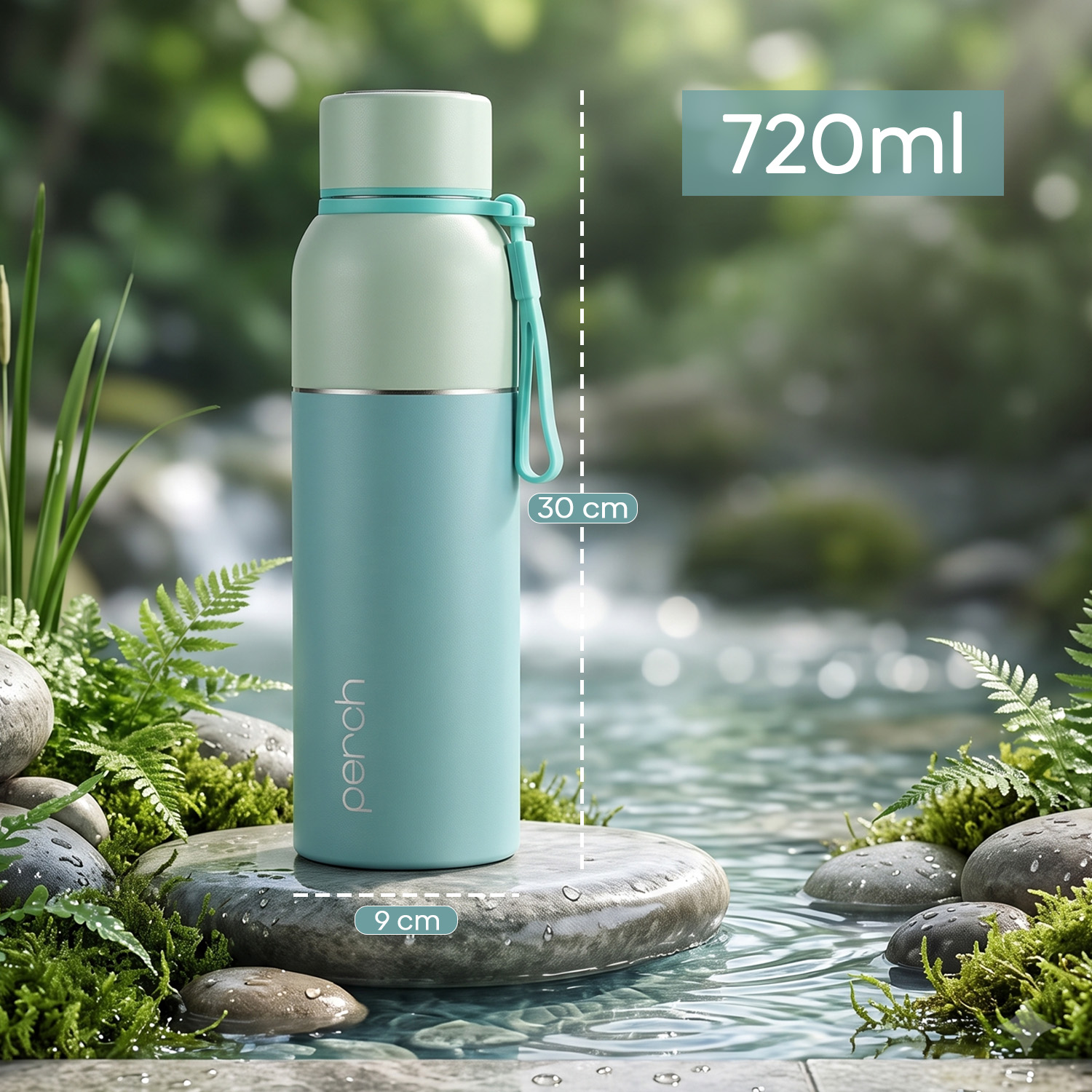 Zenith Insulated 720ml Water Bottle, Cyan