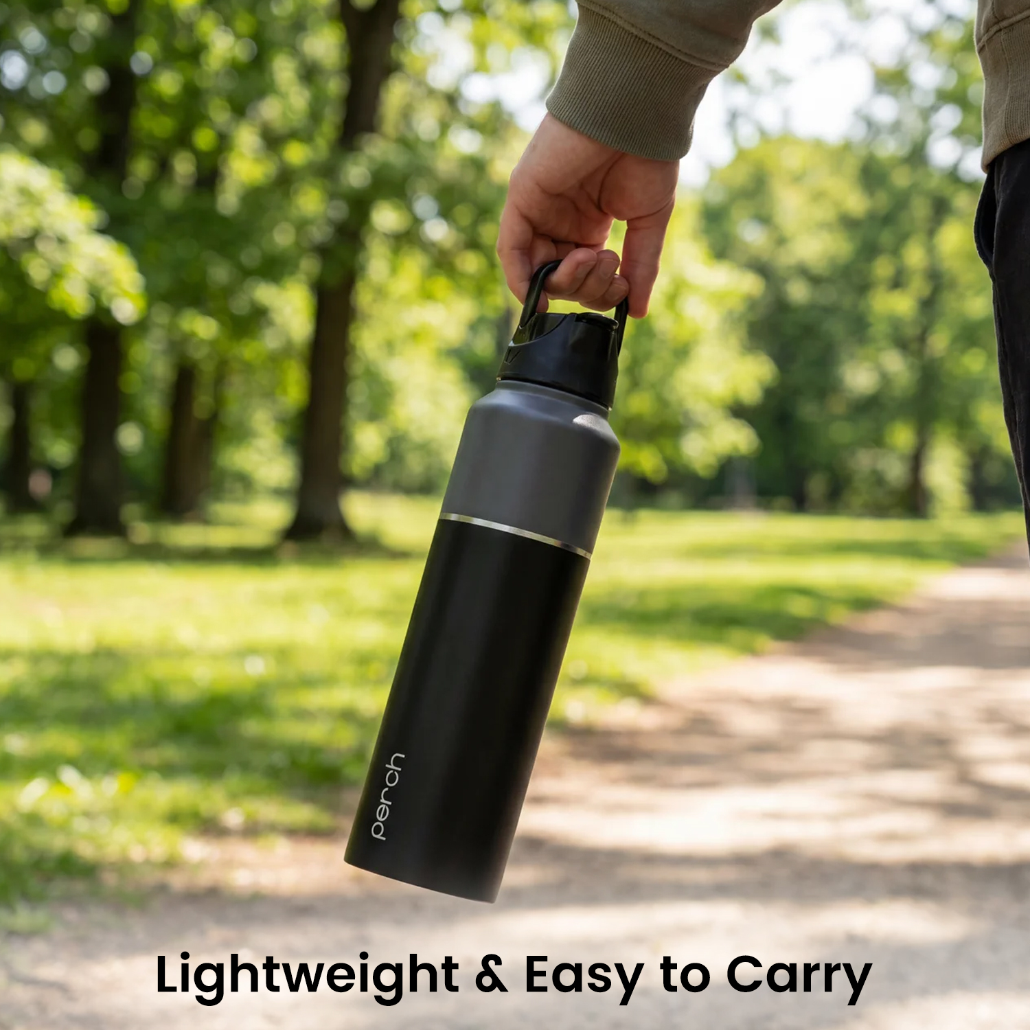 Magic 1Ltr Stainless Steel Water Bottle, Black & Grey