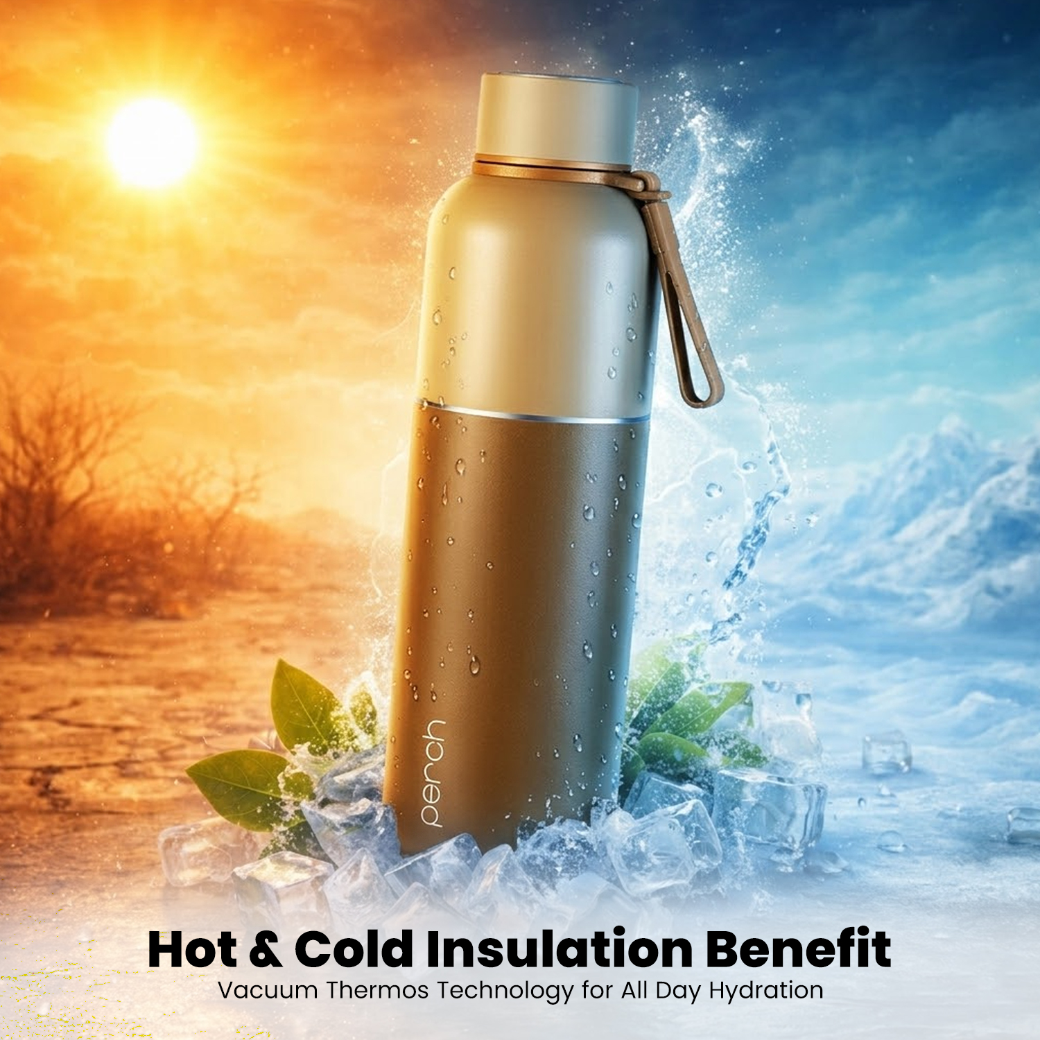 Zenith Insulated 1Ltr Water Bottle with Gift Box, Amber Brown