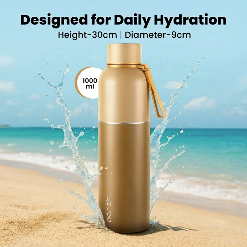 Zenith Insulated 1Ltr Water Bottle, Amber Brown