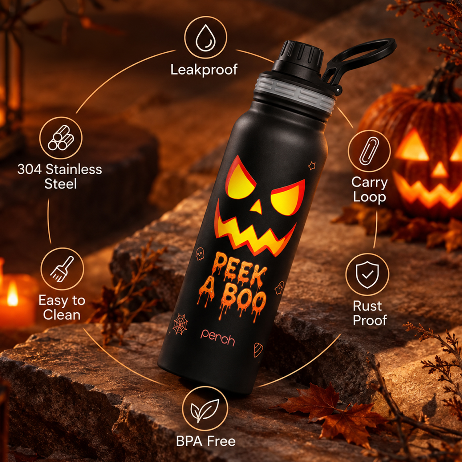 Halloween 740ml Insulated Water Bottle Peek A Boo