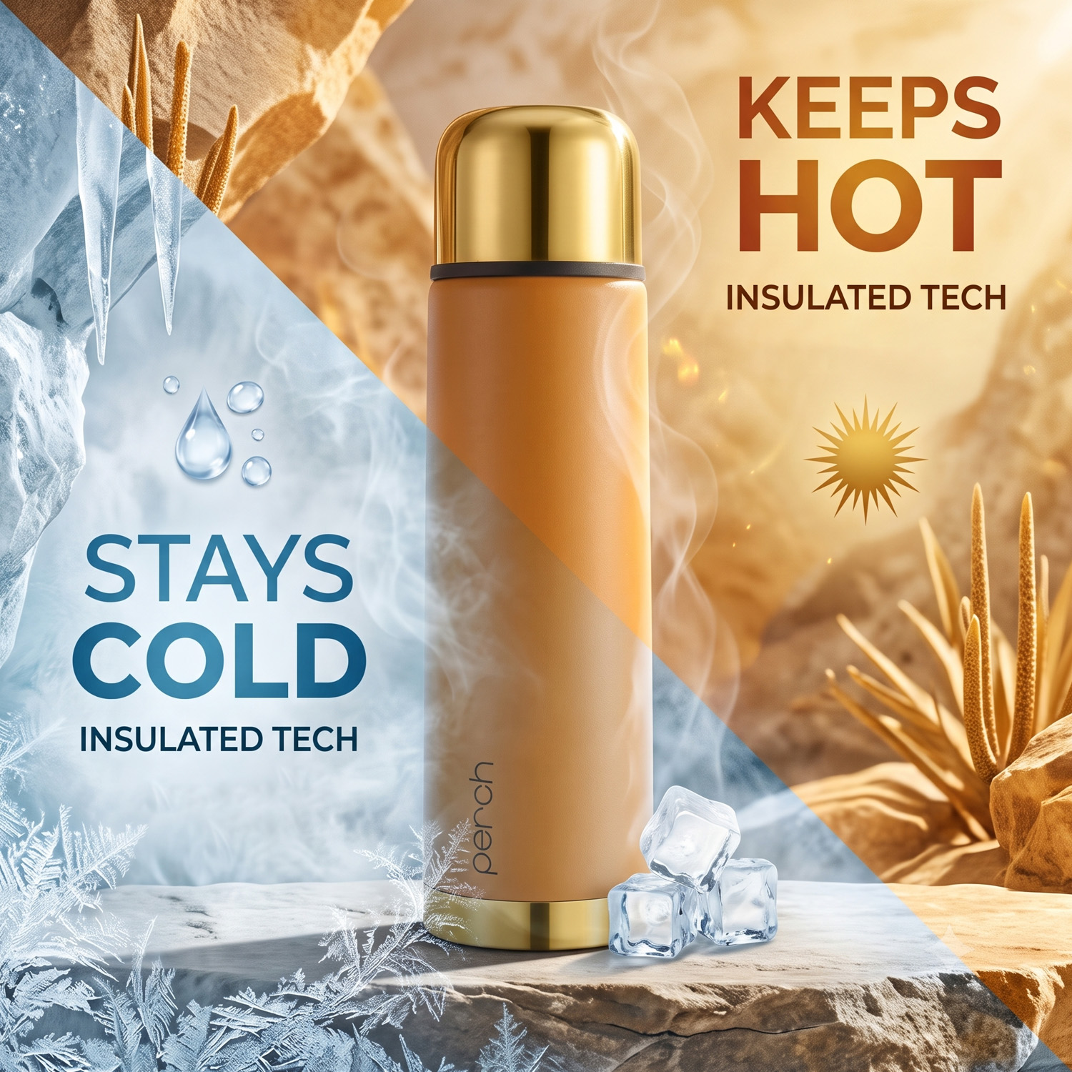 California Insulated 1Ltr Water Bottle, Golden Amber