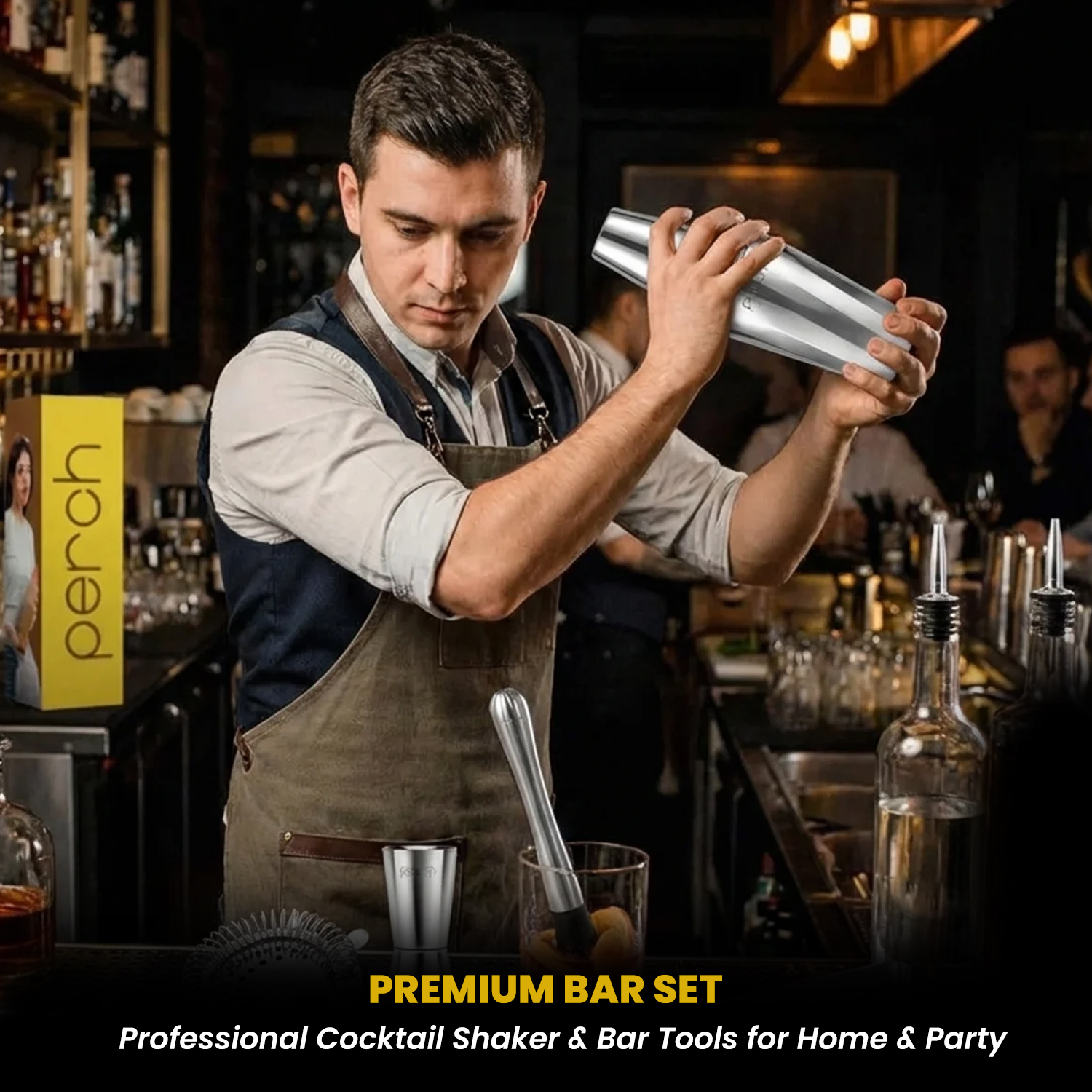Craft 8-Piece Stainless Steel Twist Cocktail Shaker Set with Bar Tools – Silver