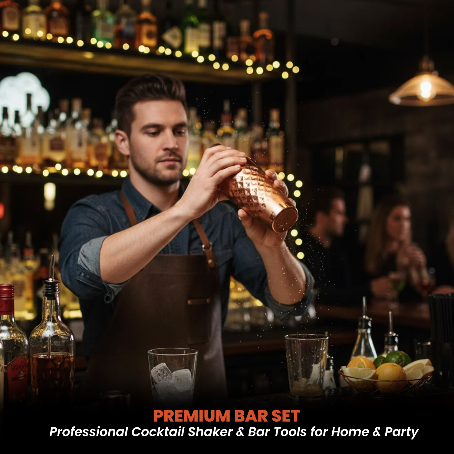 Elite 6-Piece Stainless Steel Bartender Kit | Belly Cocktail Shaker Set with Bar Tools - Rose Gold