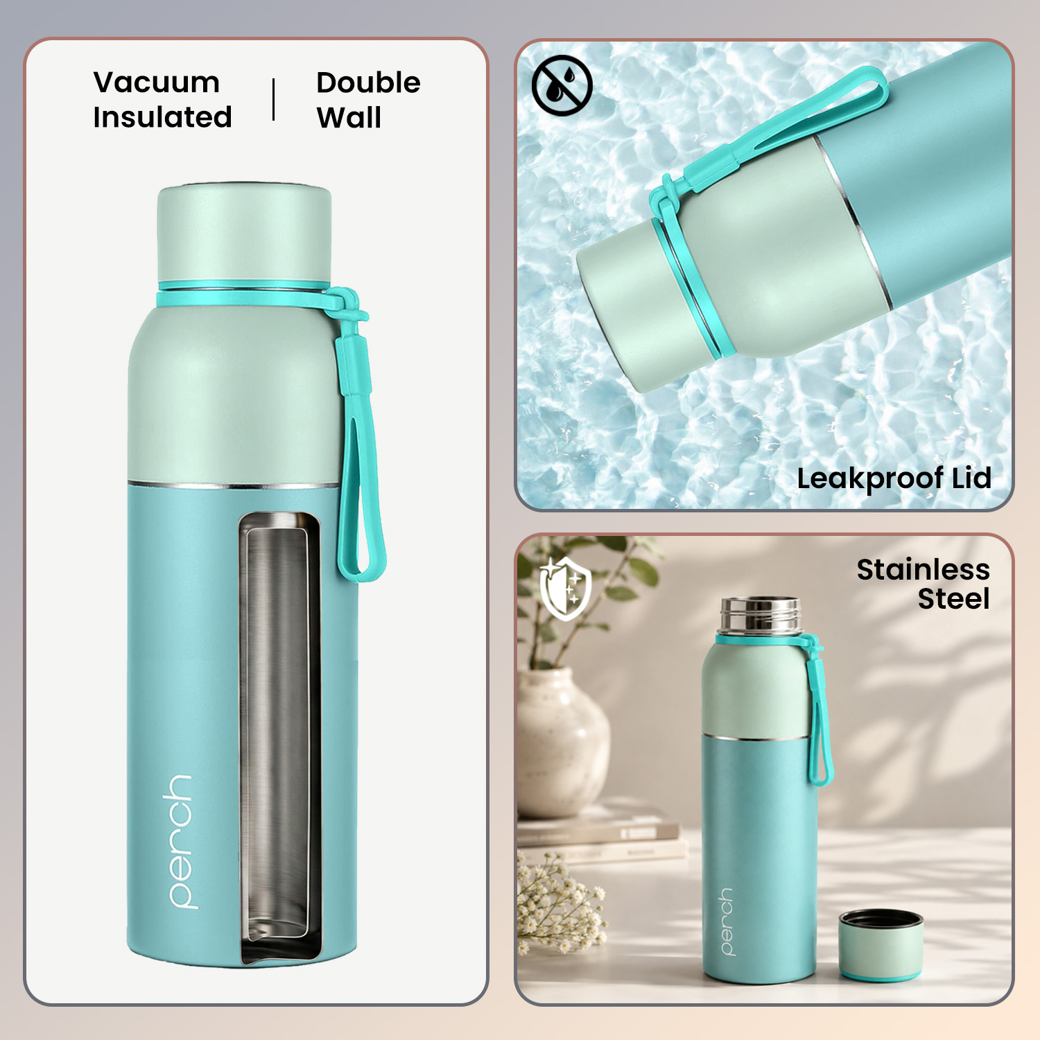Zenith Insulated 720ml Water Bottle, Cyan