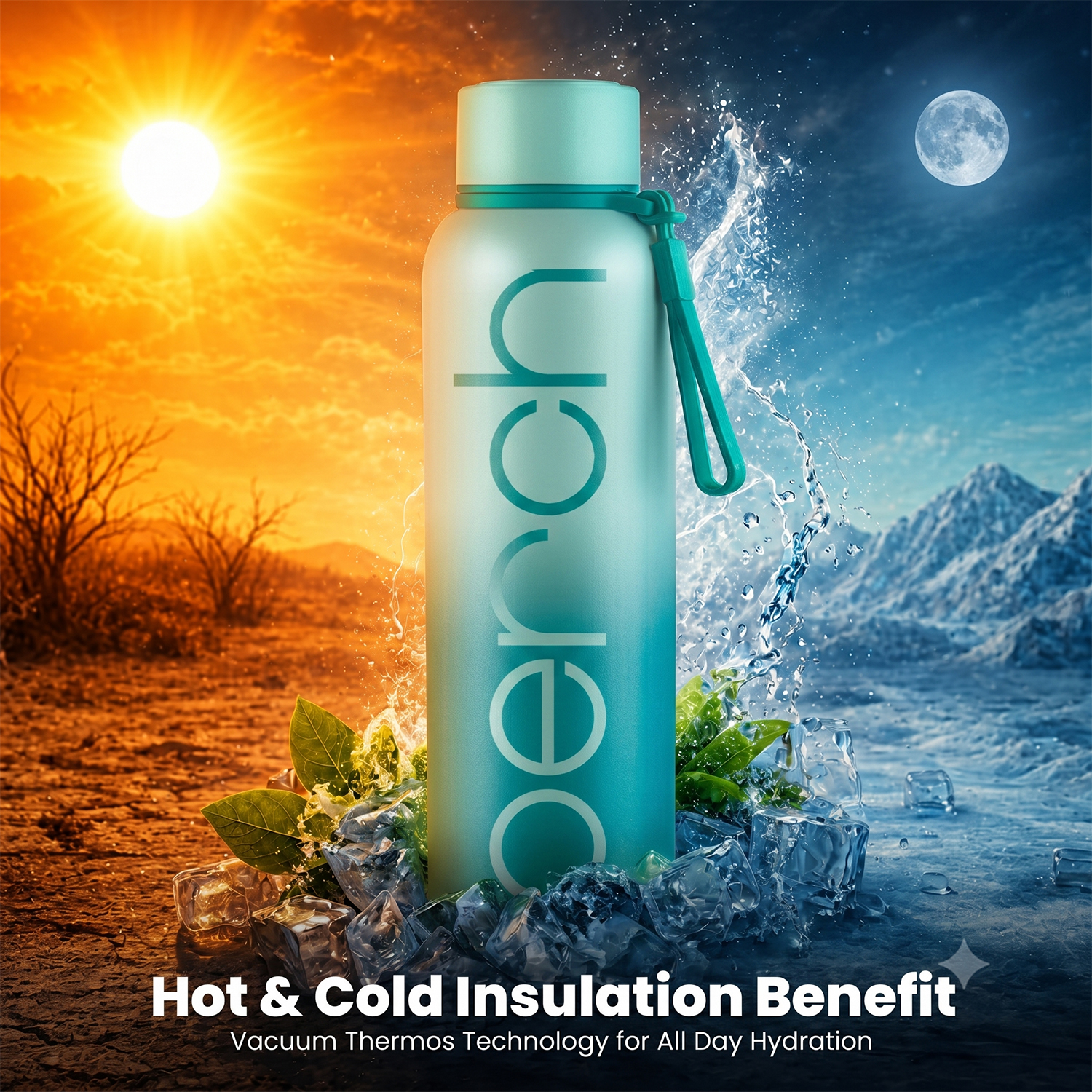 Zion Insulated 720ml Water Bottle, Cyan
