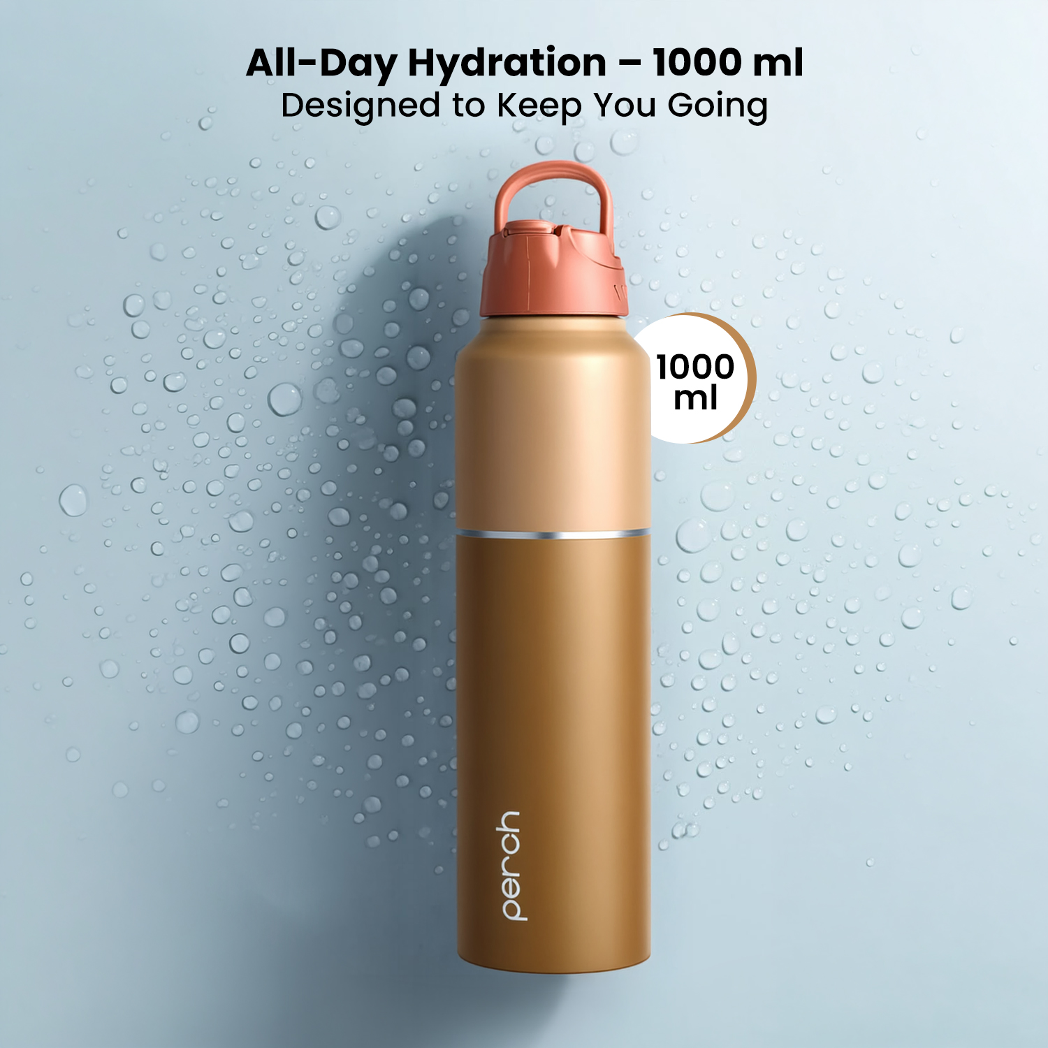 Magic 1Ltr Stainless Steel Water Bottle, Amber Brown