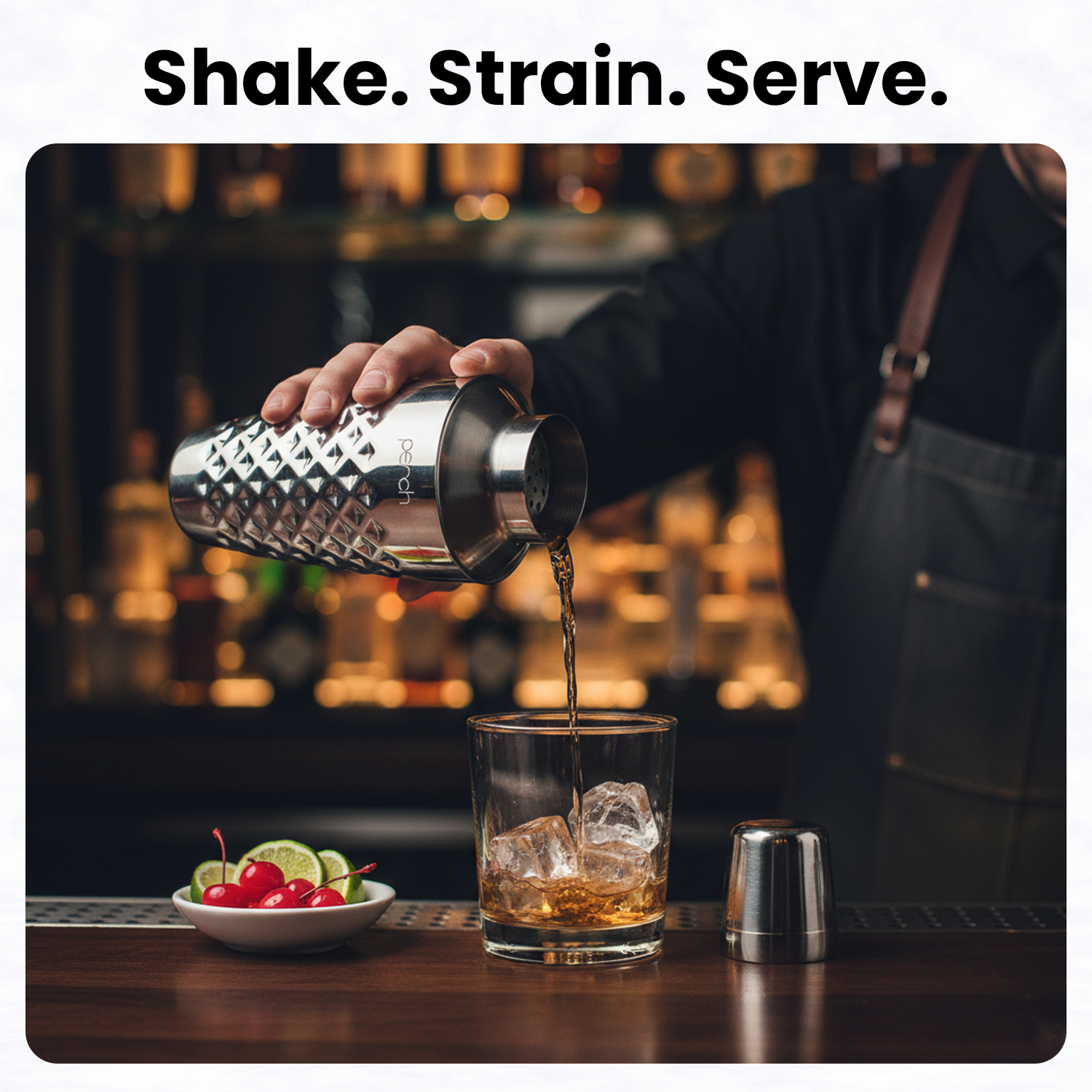 Cocktail Shaker for Cocktails & Mocktails – Stainless Steel Bar Shaker for Mixing Drinks – Silver