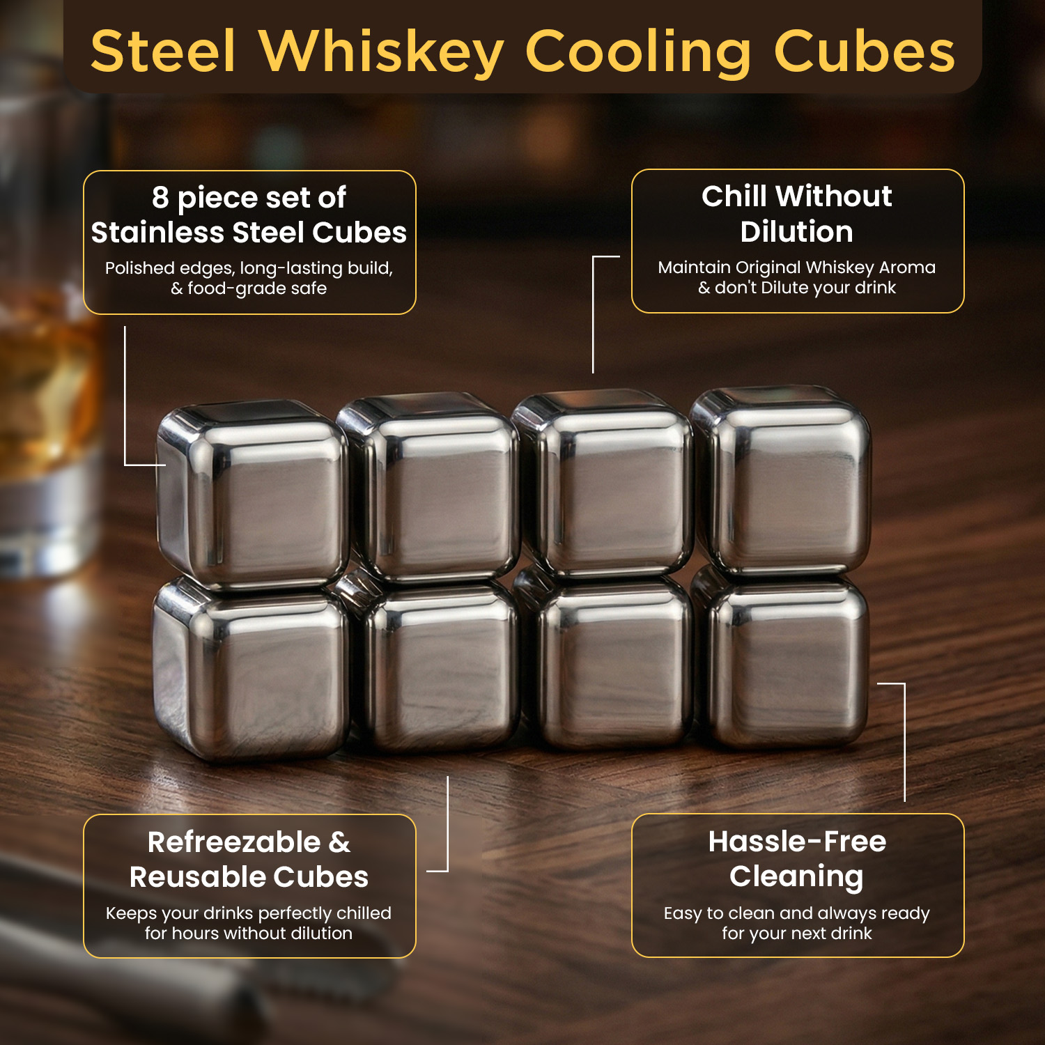 Cocktail Smoker Kit with Torch | Whiskey & Bourbon Smoke Infuser Set with 2 Glasses, 4 Natural Wood Chip Flavors & Whiskey Stones