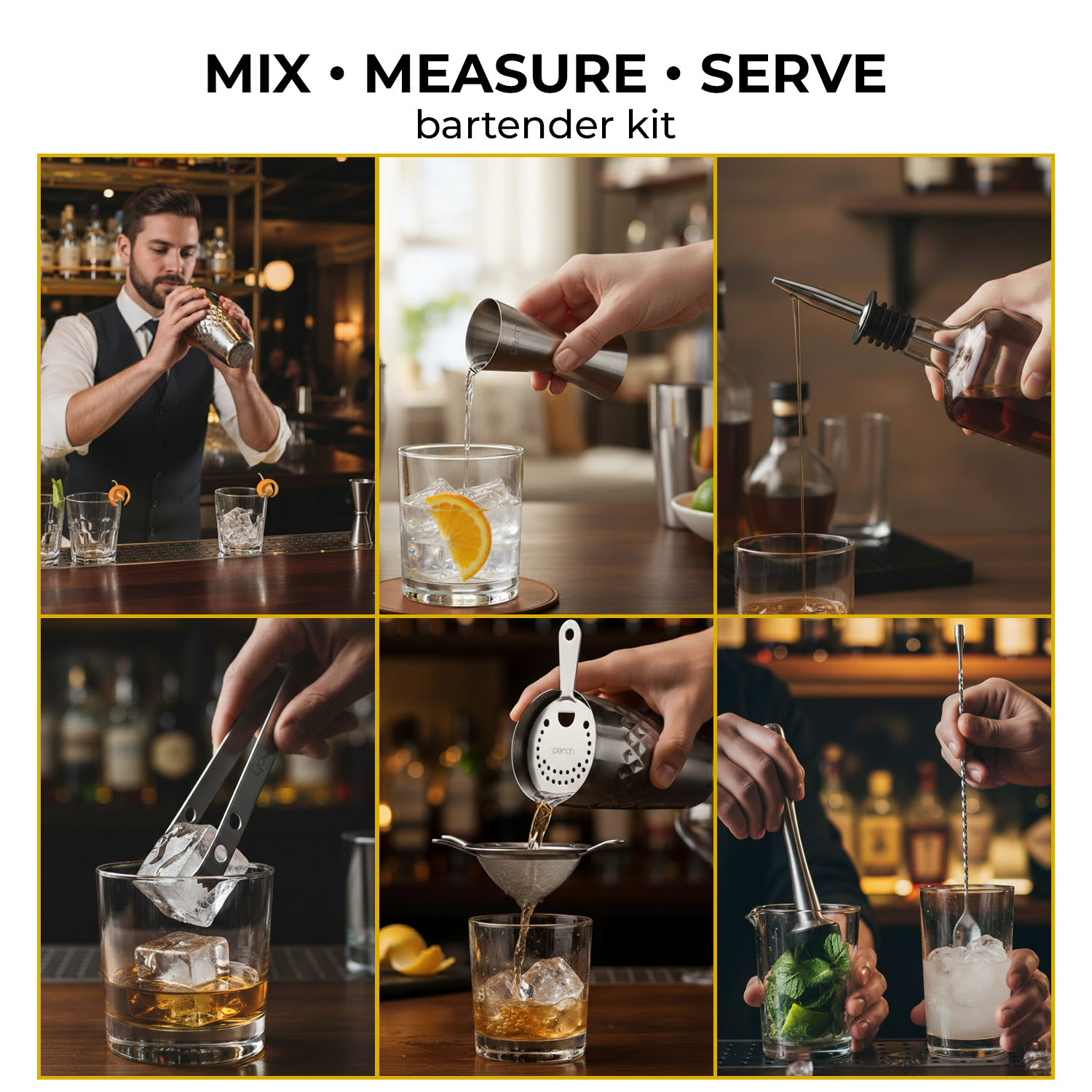 Craft 8-Piece Stainless Steel Diamond Cocktail Shaker Set with Bar Tools – Silver