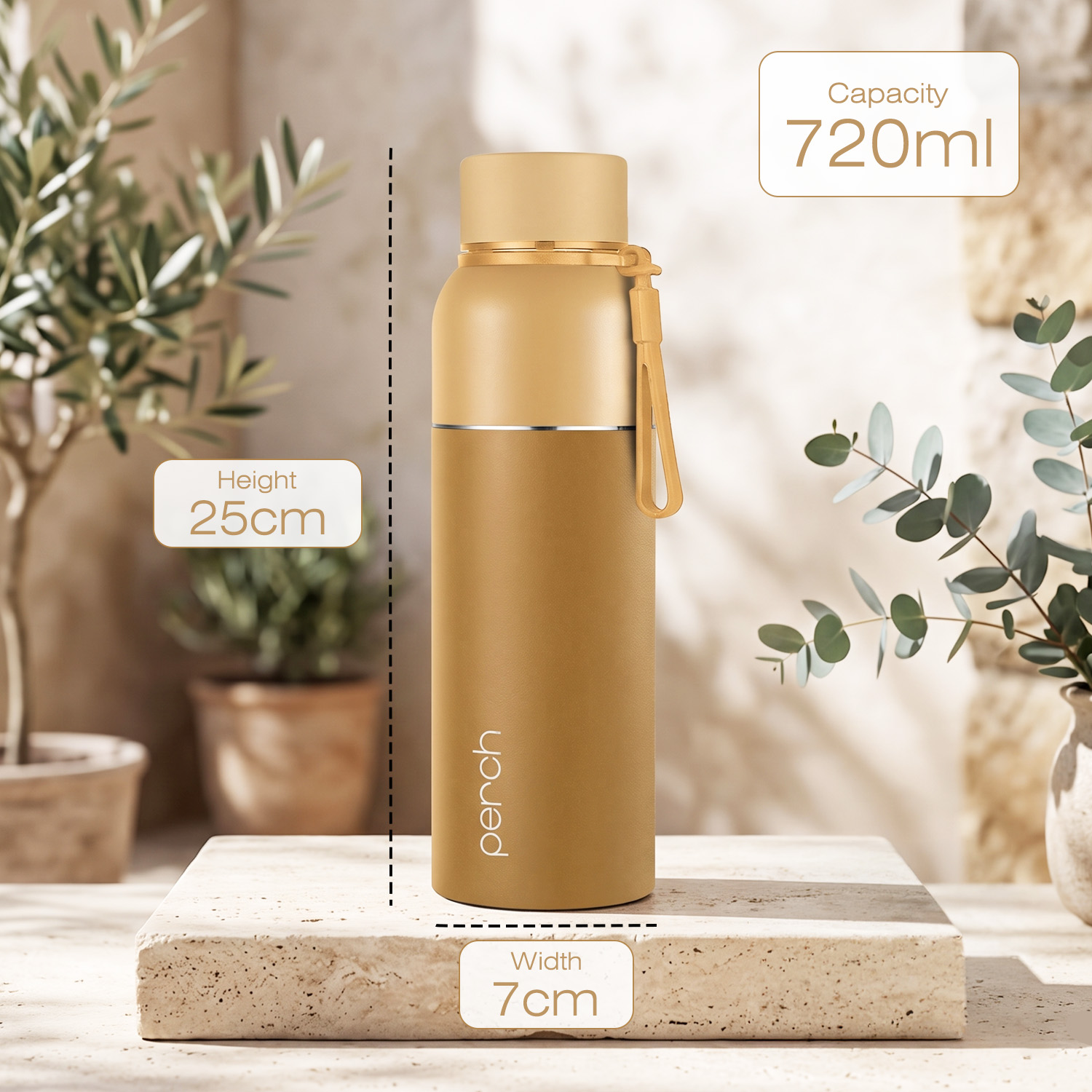 Zenith Insulated 720ml Water Bottle, Amber Brown