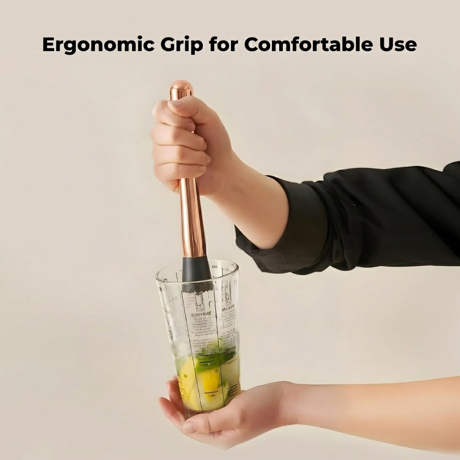 Muddler for Cocktails & Mocktails – Bar Tool for Crushing Fruits, Herbs & Ingredients – Rose Gold