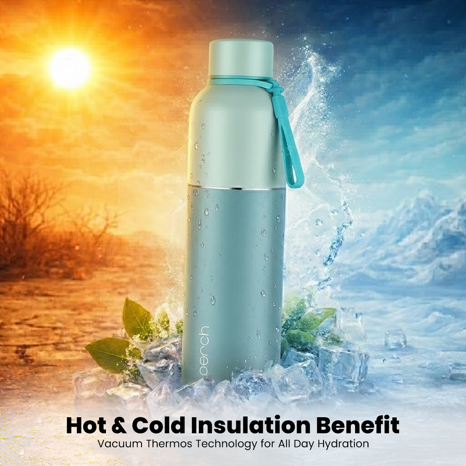 Zenith Insulated 1Ltr Water Bottle with Gift Box, Cyan