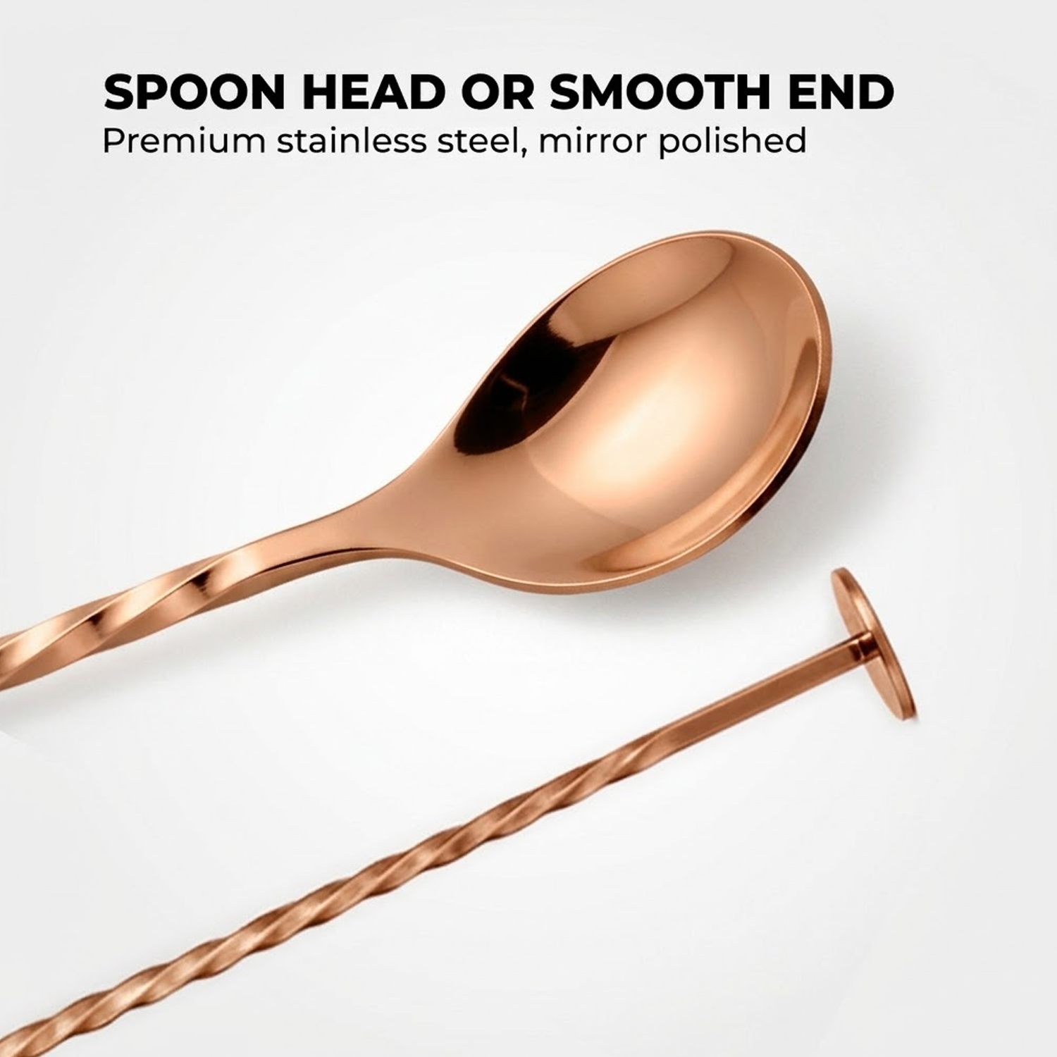 Bar Spoon for Cocktails & Mocktails – Long Handle Stirring Spoon – Rose Gold
