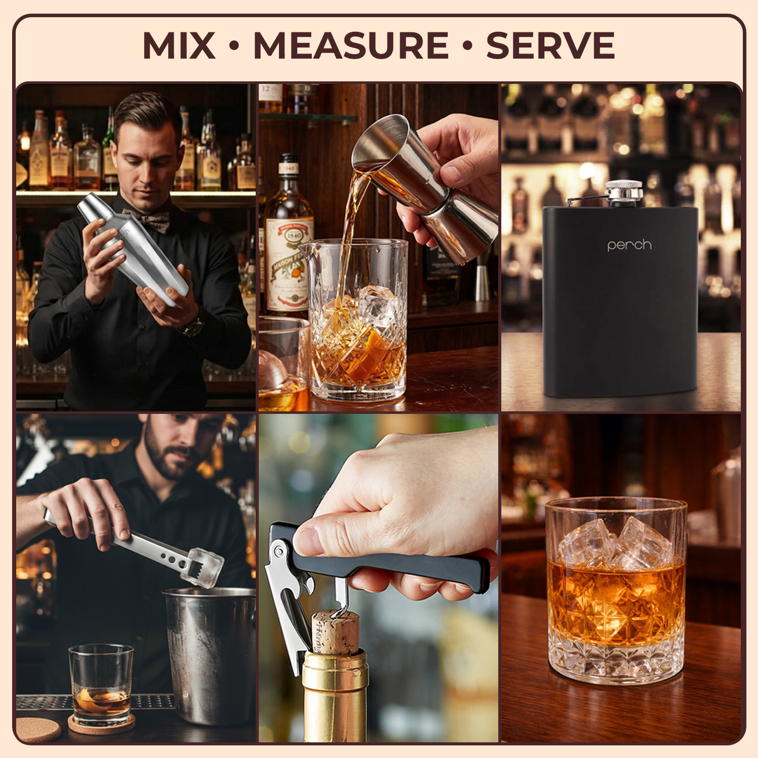 9-Piece Brown Leatherette Suitcase Bar Set with Cocktail Shaker & 3 Whisky Glasses – Silver