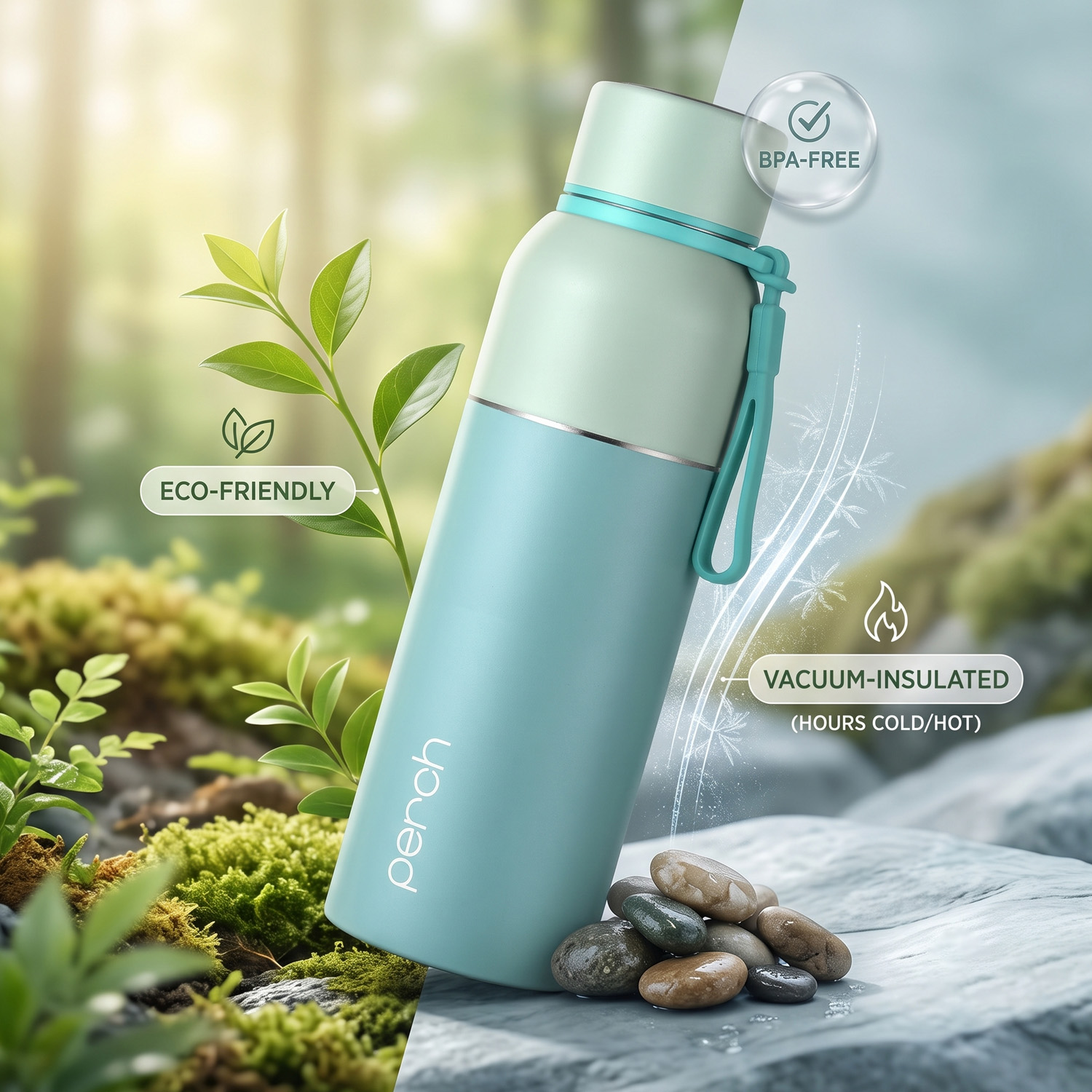 Zenith Insulated 720ml Water Bottle, Cyan
