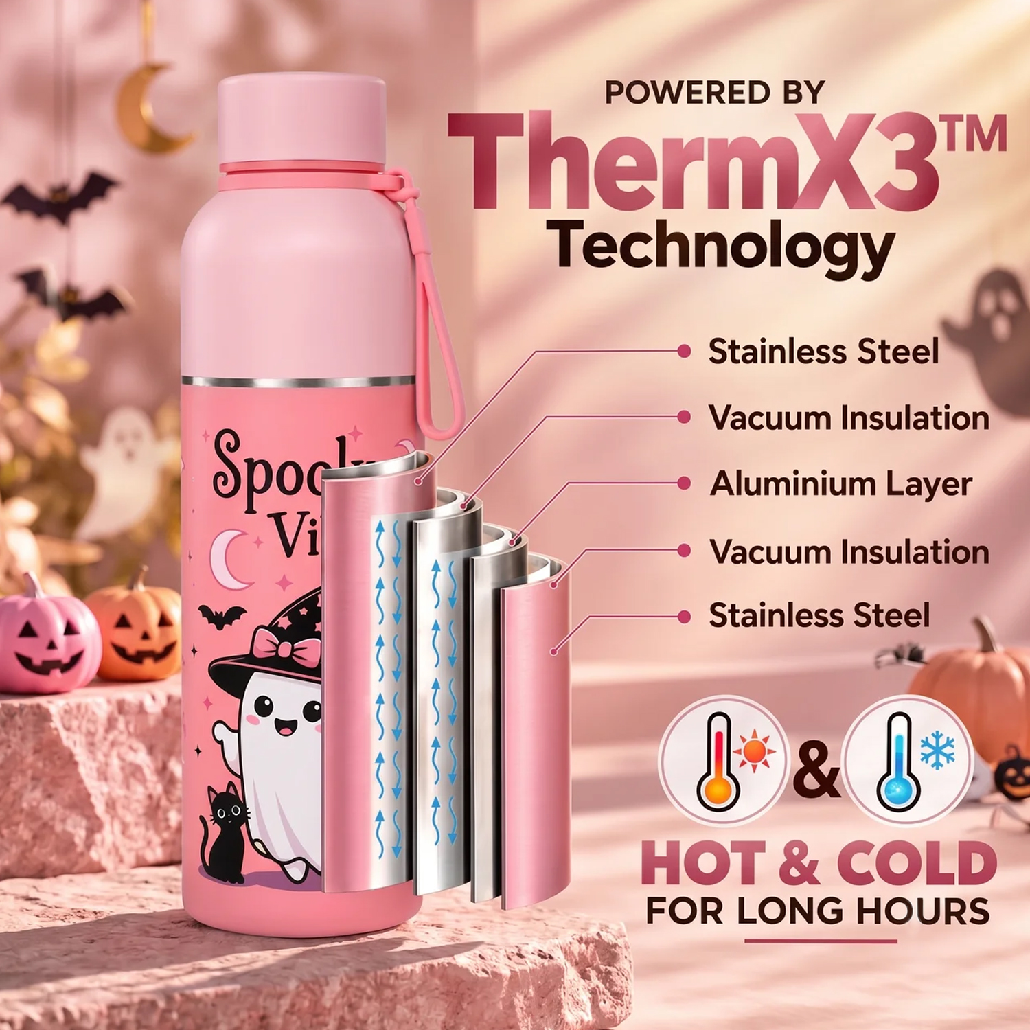 Zenith 1L Insulated Water Bottle – Spooky Vibes Edition